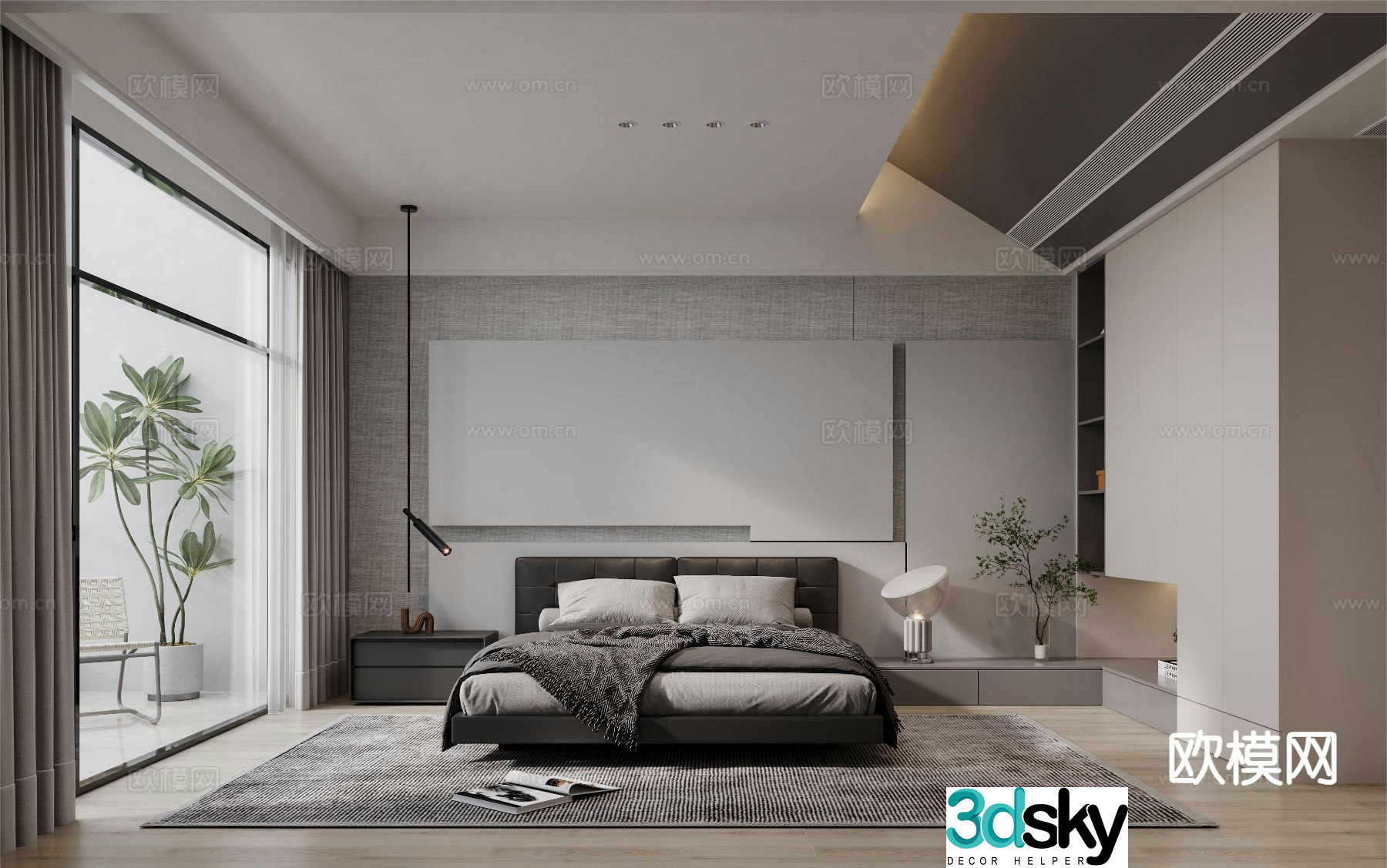 Modern bedroom master bedroom 3d model