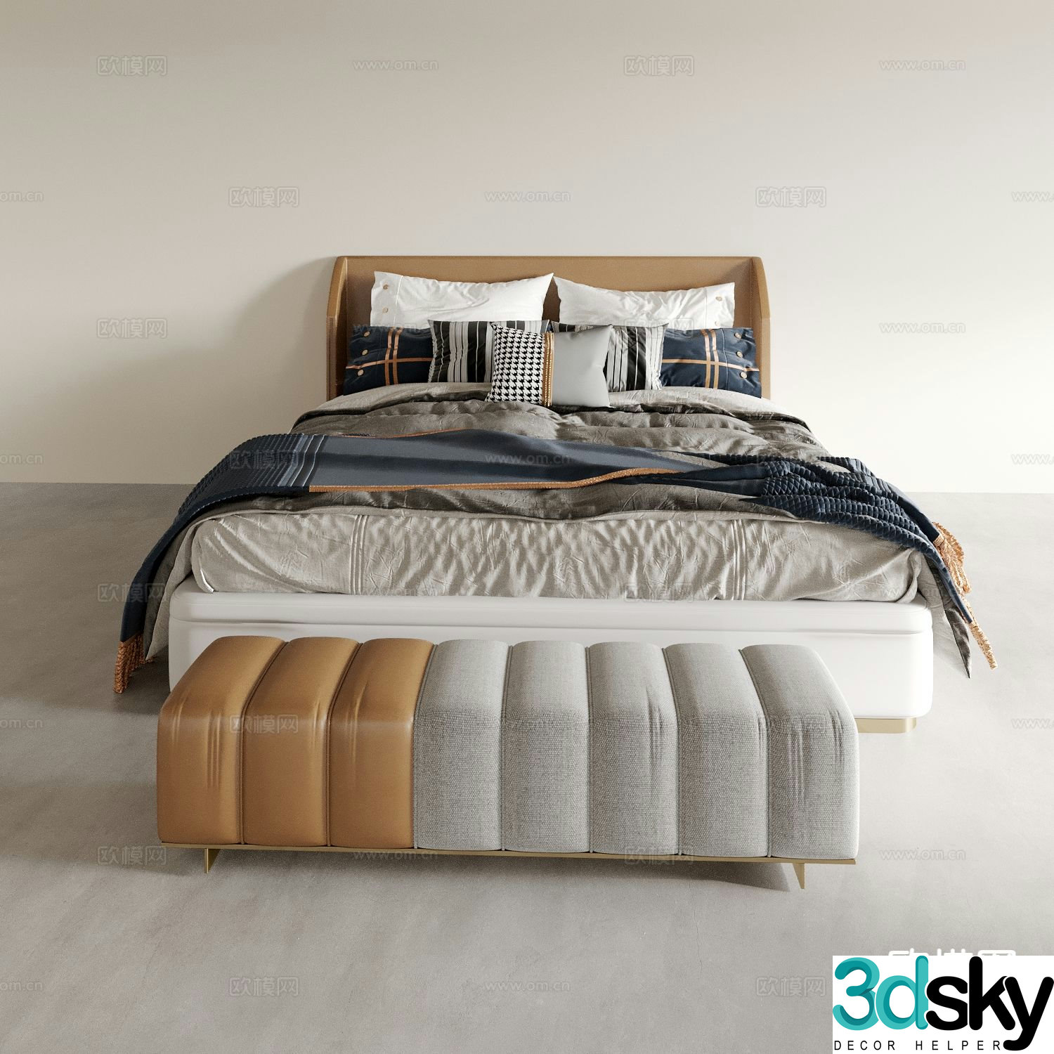 Modern double bed 3d model