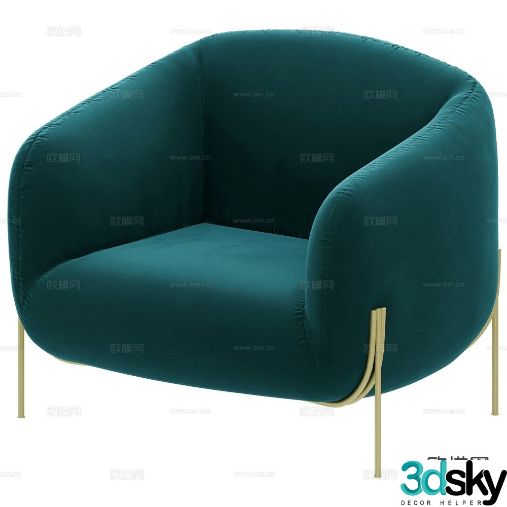Saba single sofa arm sofa 3d model