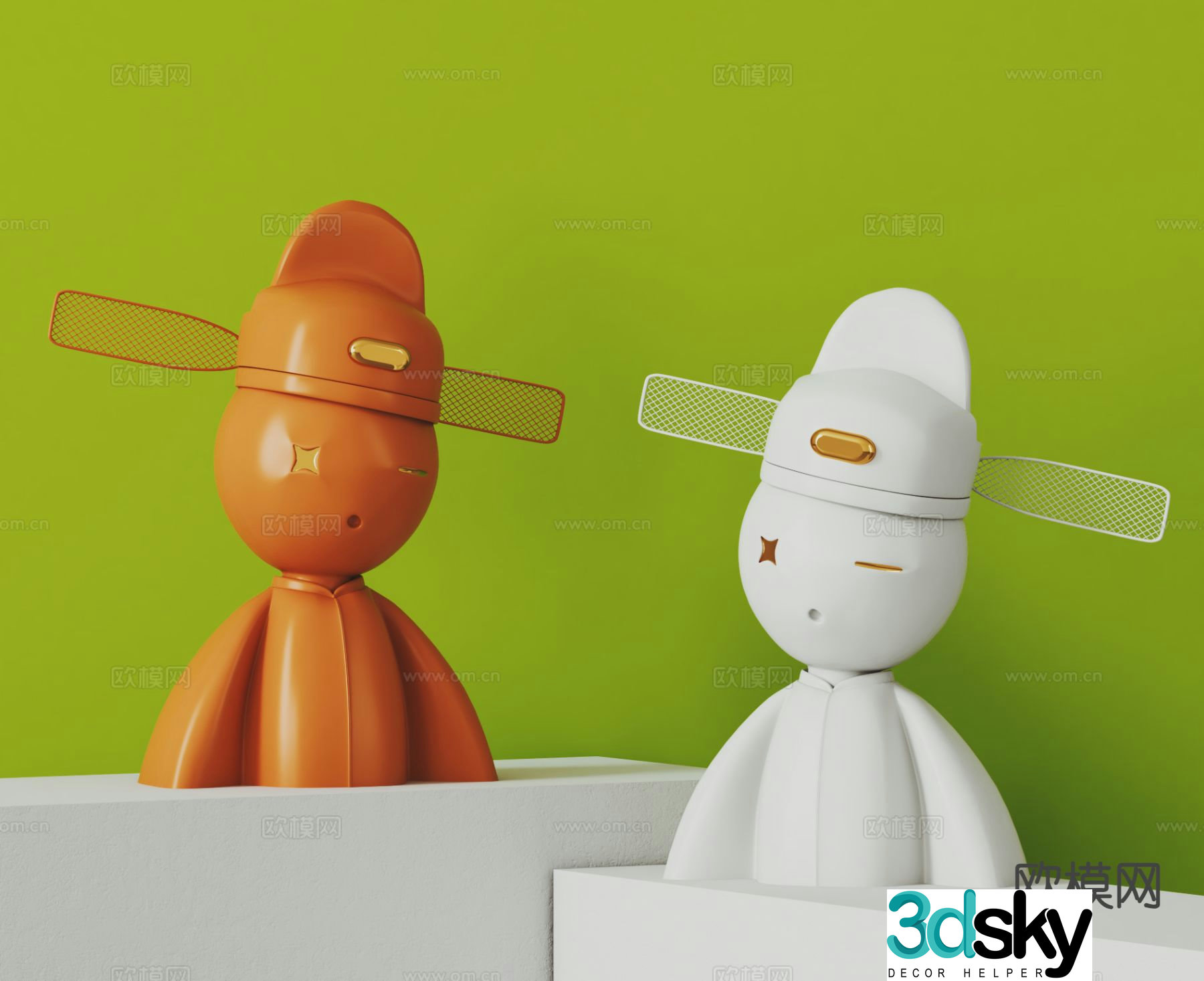 New Chinese style champion sculpture trendy ornaments 3D model