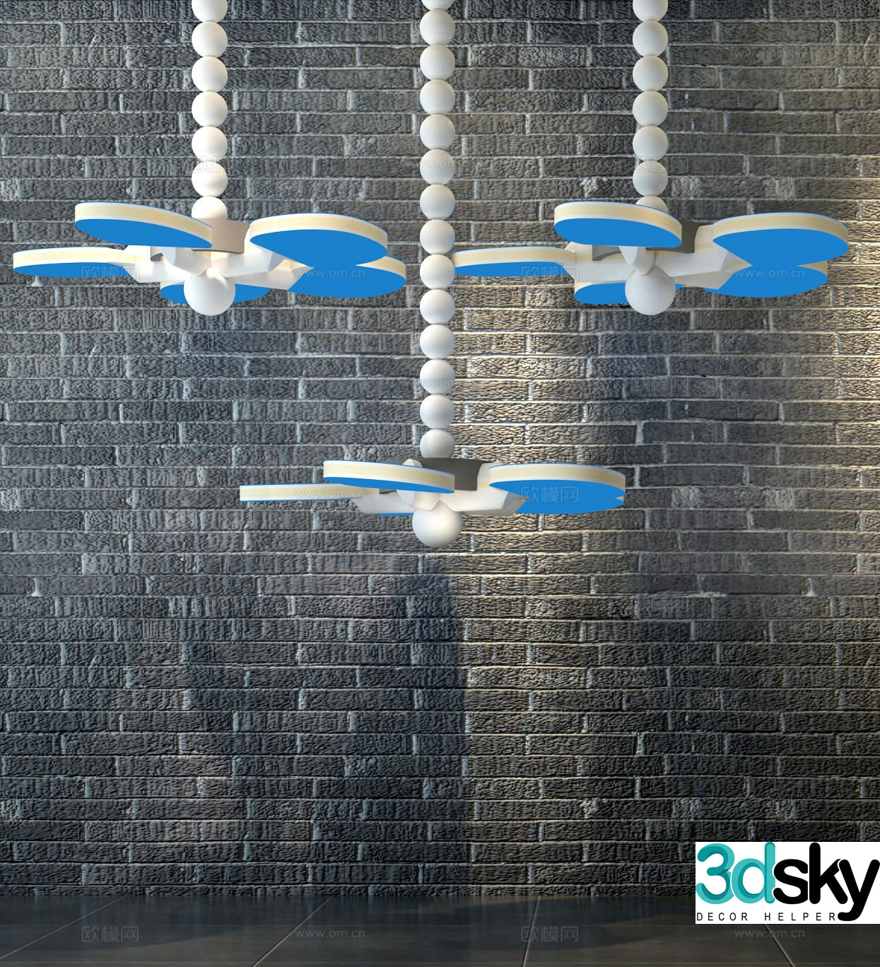 Modern fan chandelier art lamp 3d model