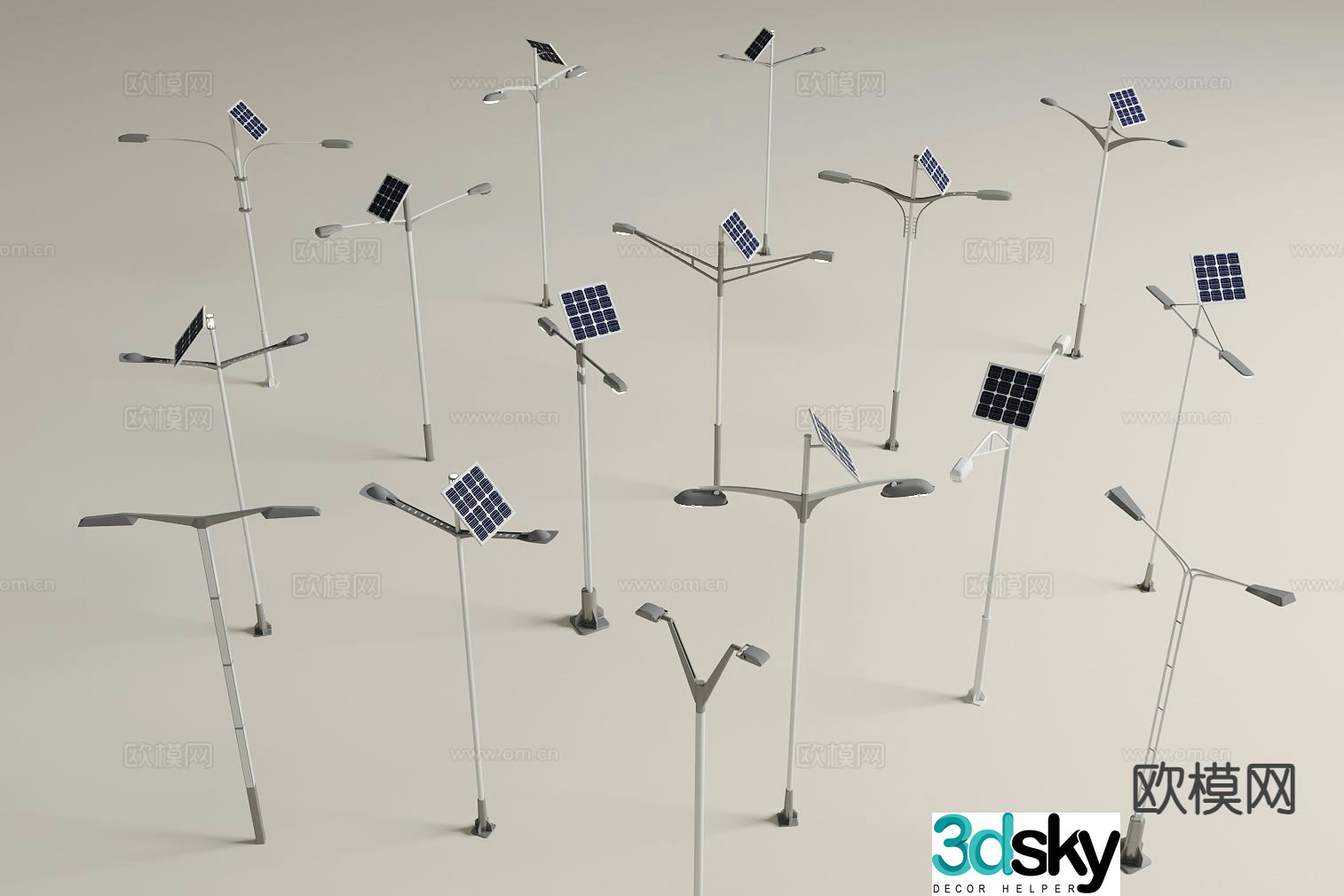 Modern solar street light outdoor light solar garden light 3d model