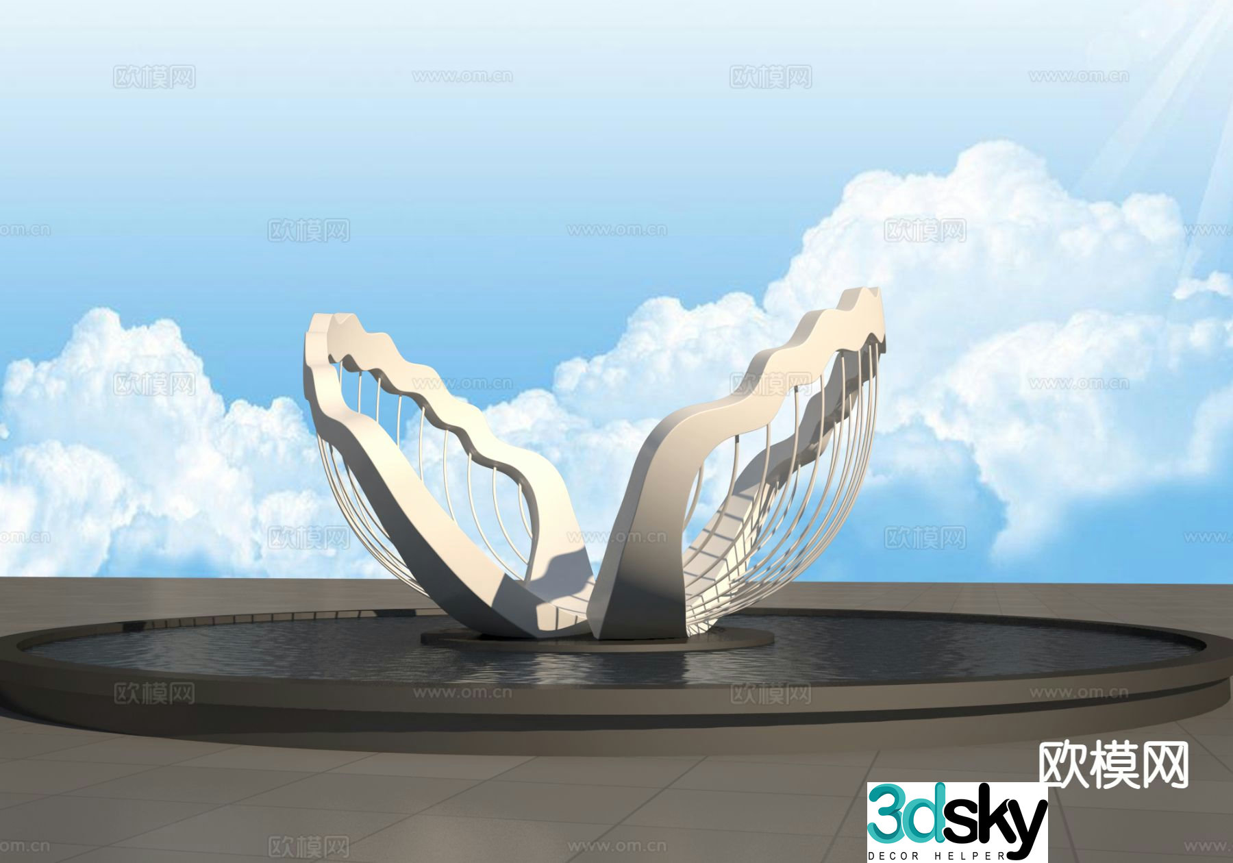 Shell sculpture landscape sculpture 3d model