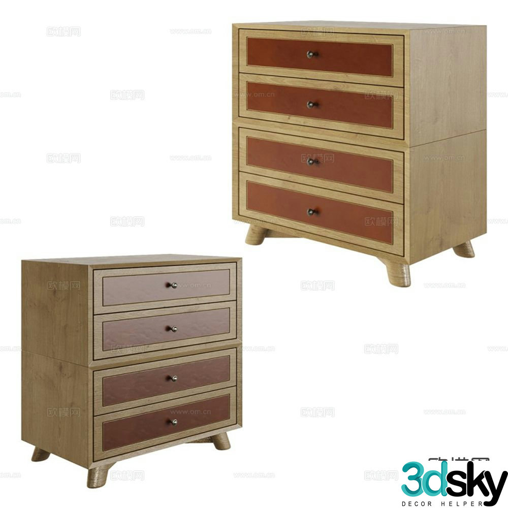 Oak chest of drawers 3d model