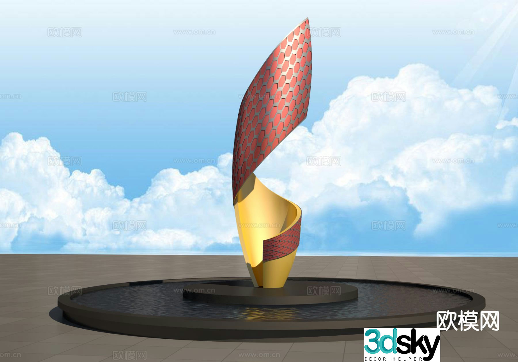 Torch sculpture urban landscape sculpture 3d model