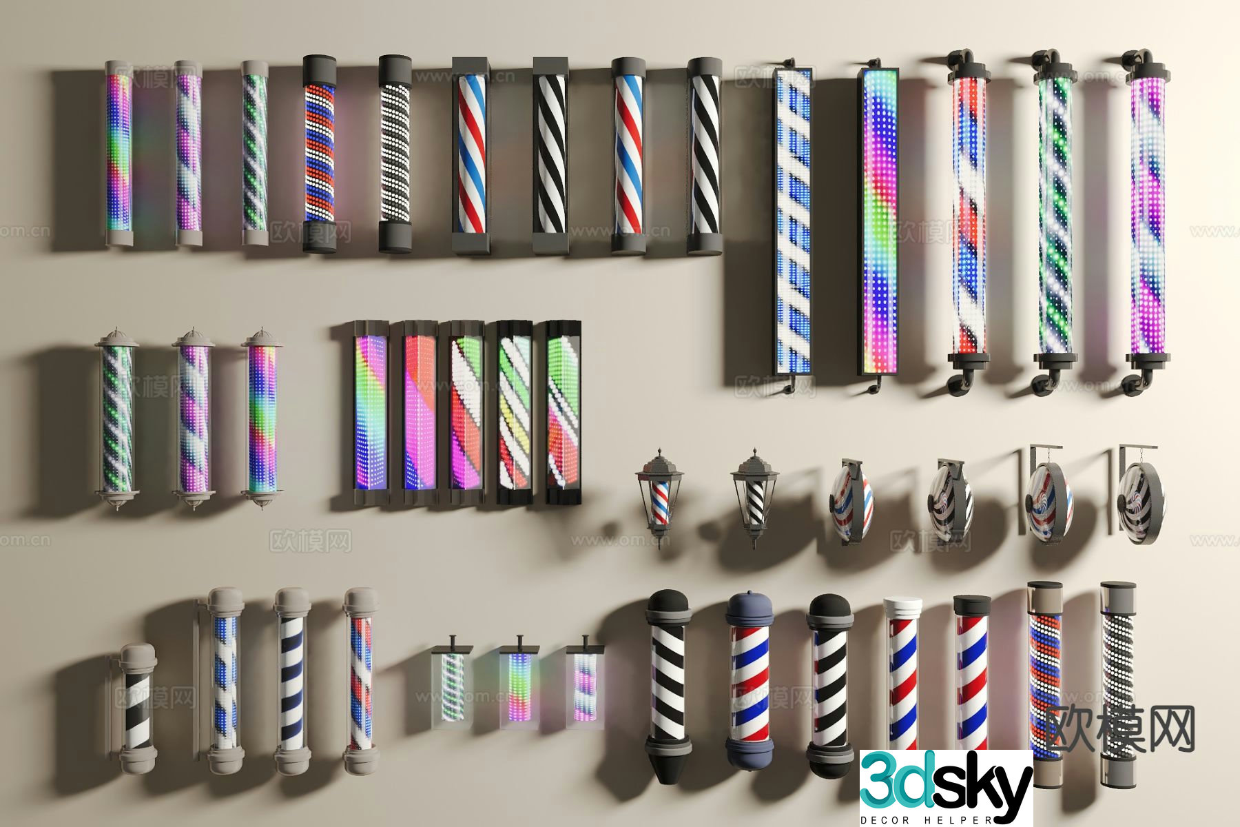 Modern hair salon lamp, barber lamp, rotating lamp, colored lamp 3d model