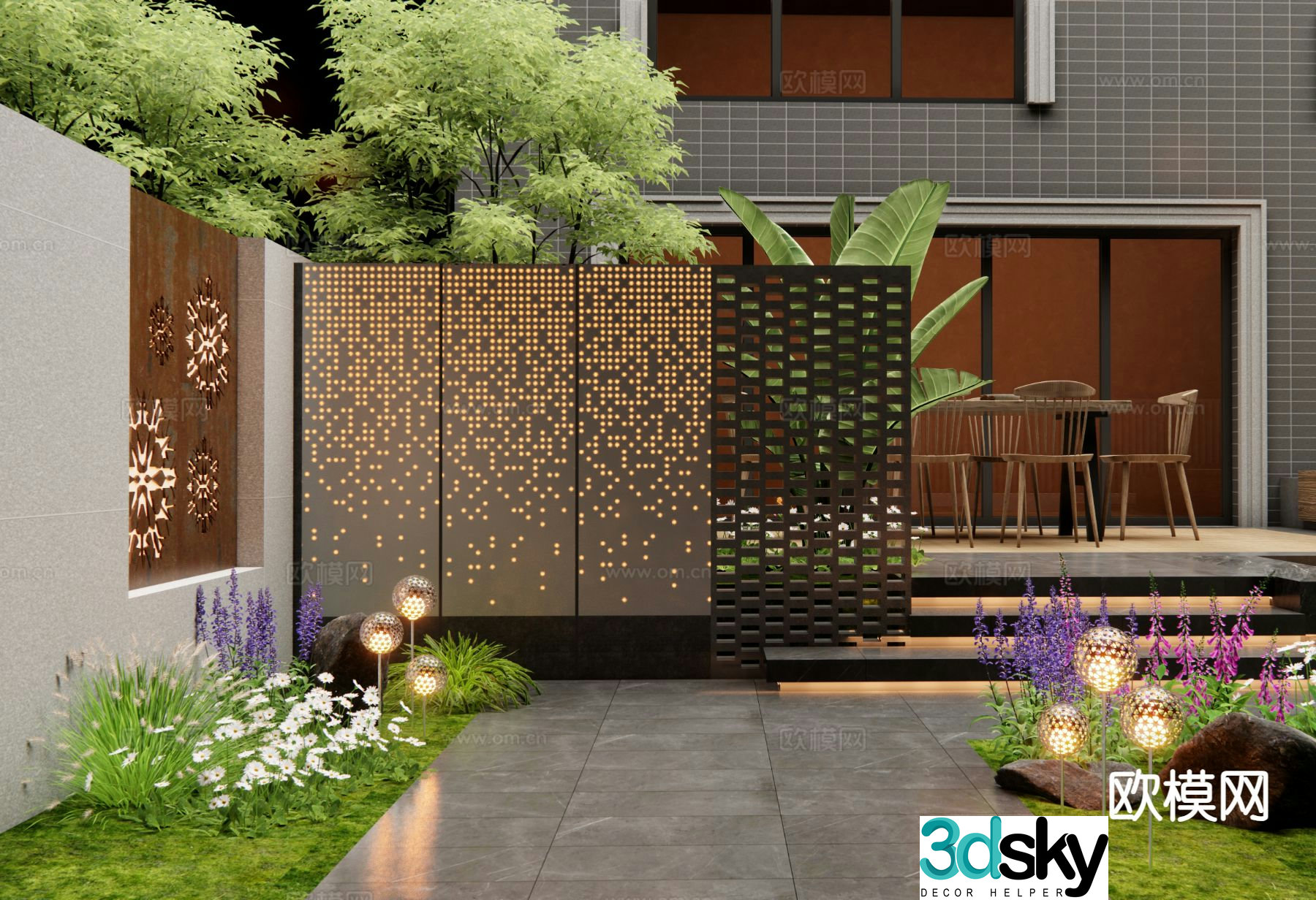 Modern courtyard landscape wall entrance landscape wall courtyard garden 3d model
