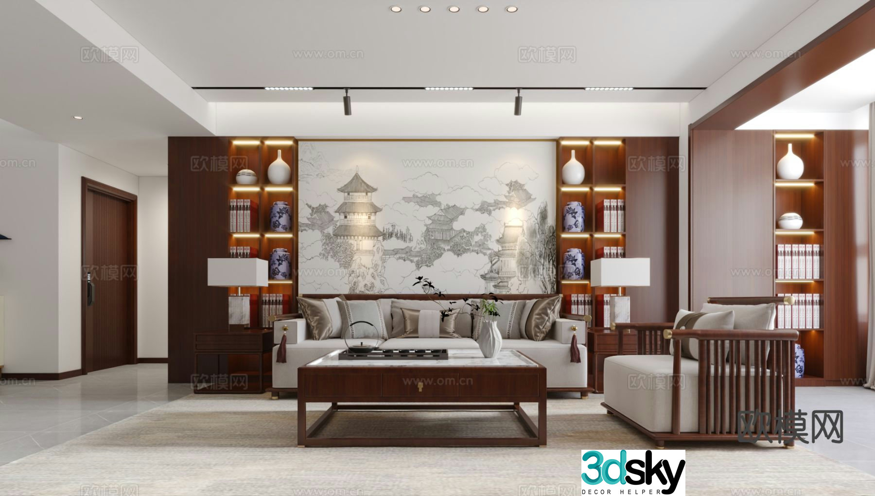 New Chinese style living room 3d model