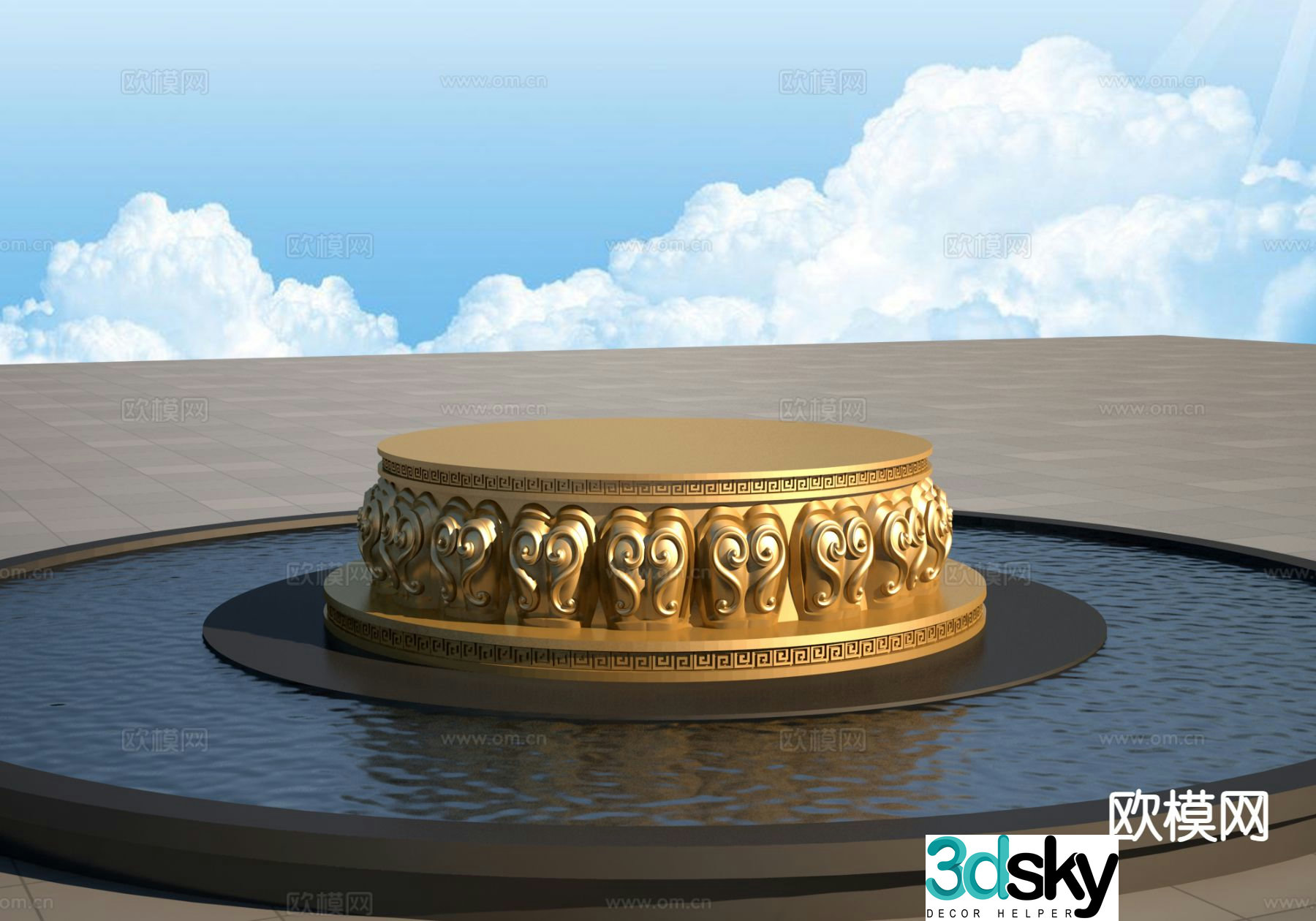 Lotus platform sculpture 3d model