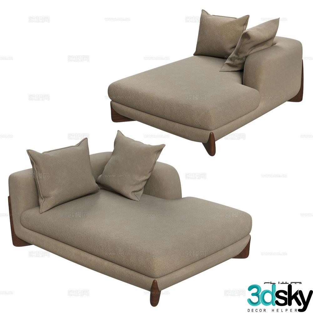 Porada sofa chaise 3d model