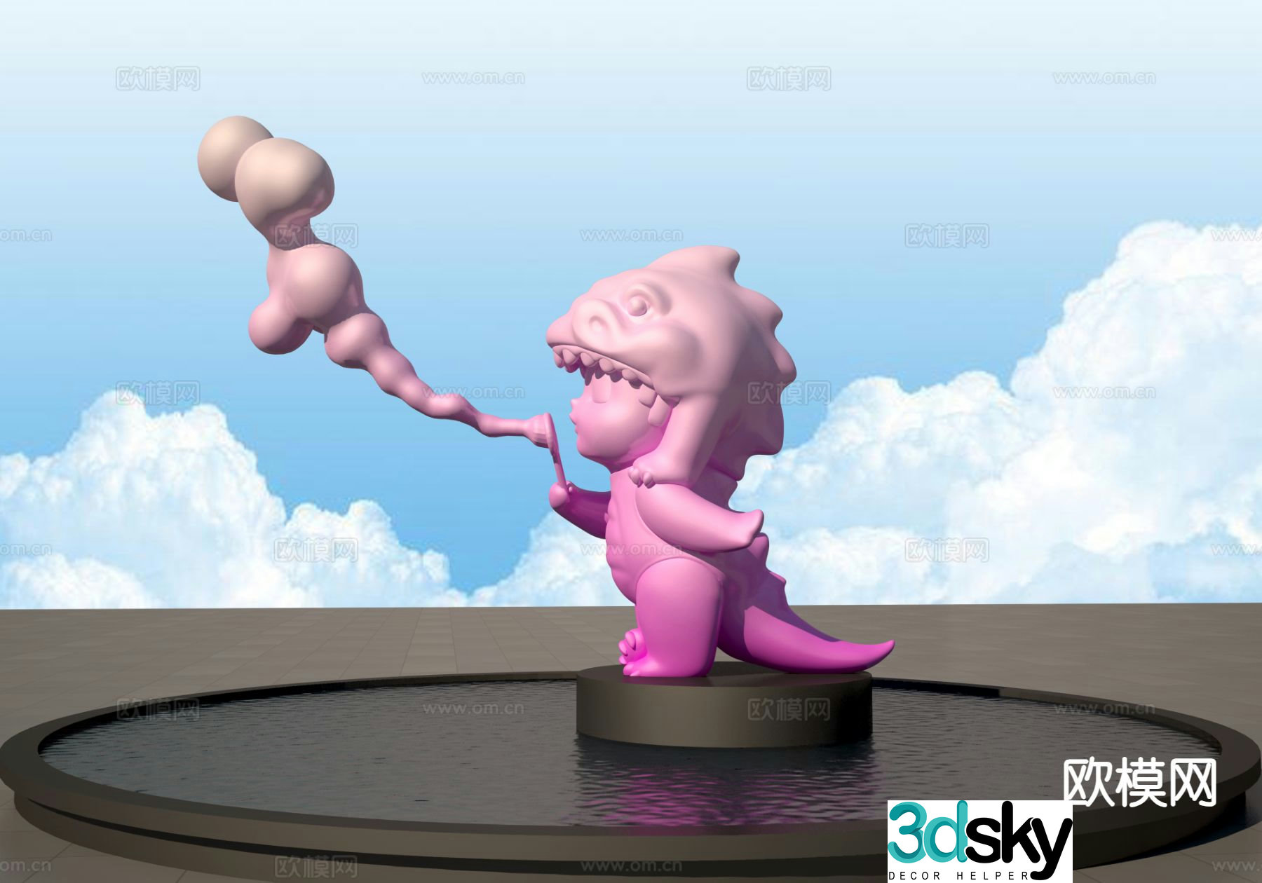 Girl blowing bubbles sculpture urban sculpture 3d model