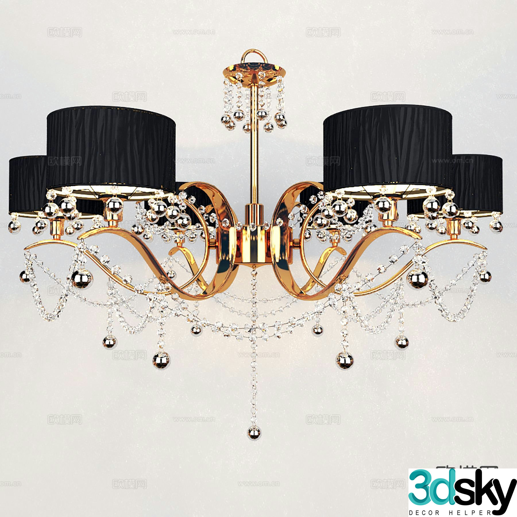 Light luxury chandelier hall chandelier 3d model