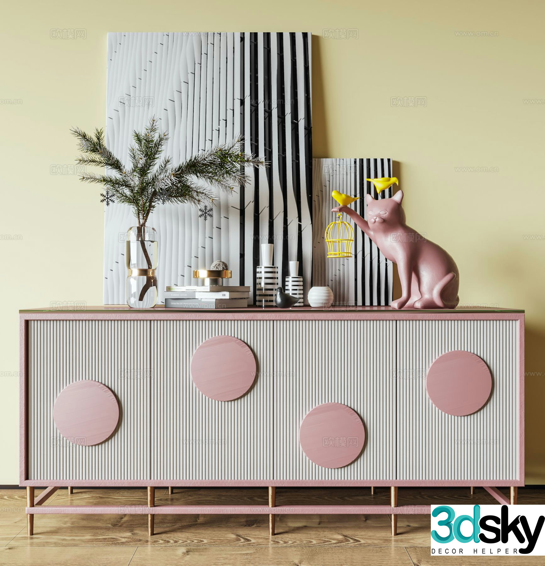 Modern side cabinet entrance cabinet 3d model