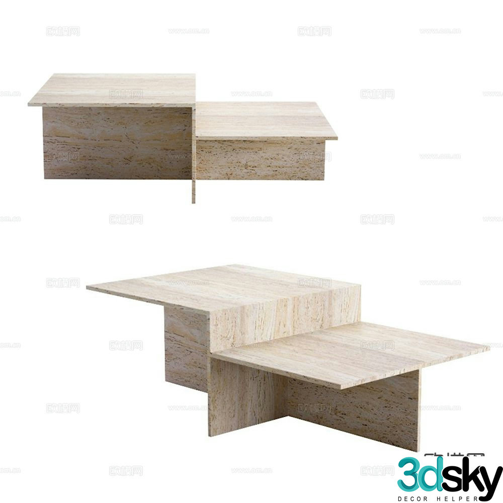 Travertino coffee table 3d model