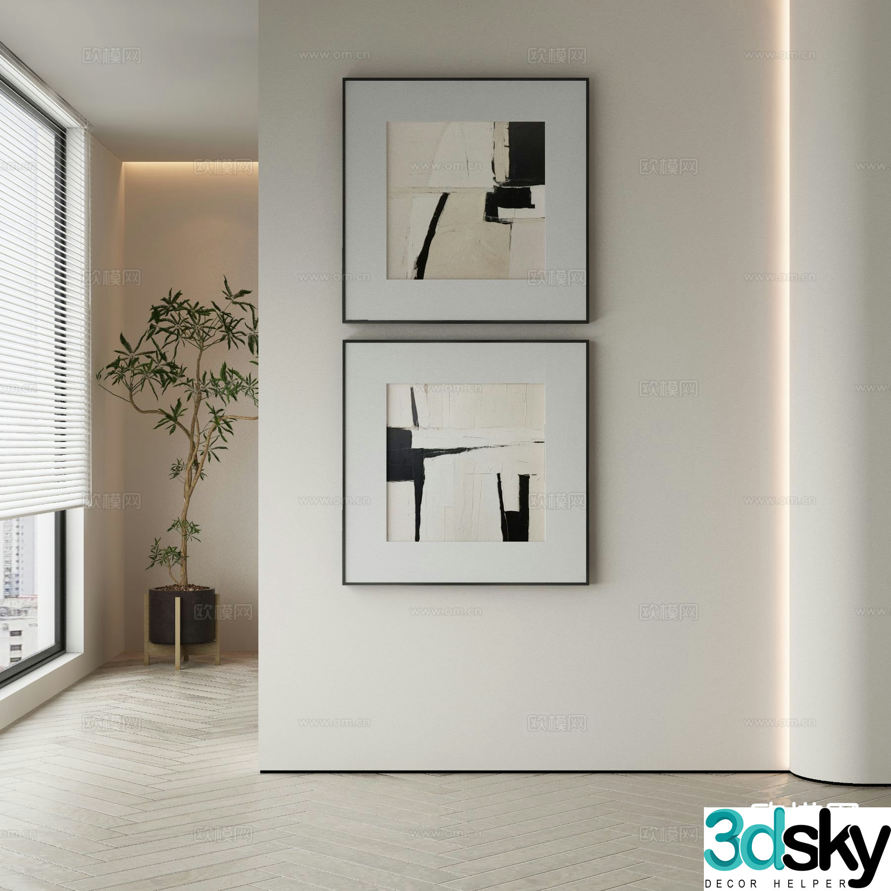 Wabi-sabi painting texture painting decorative painting hanging painting 3D model