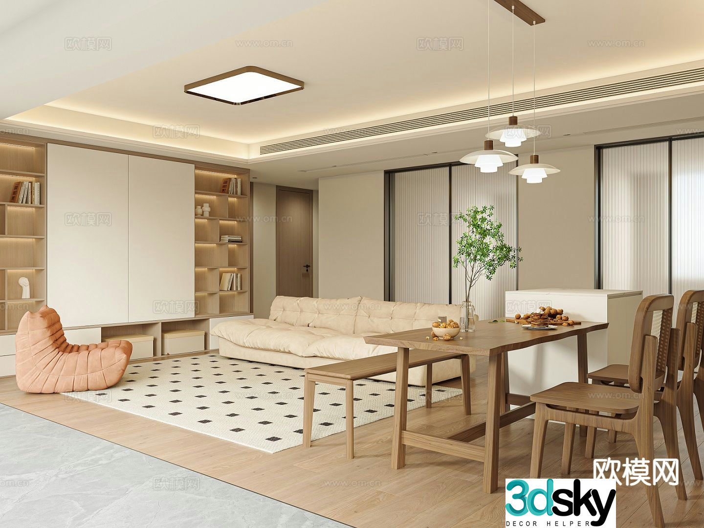 Modern guest restaurant 3d model