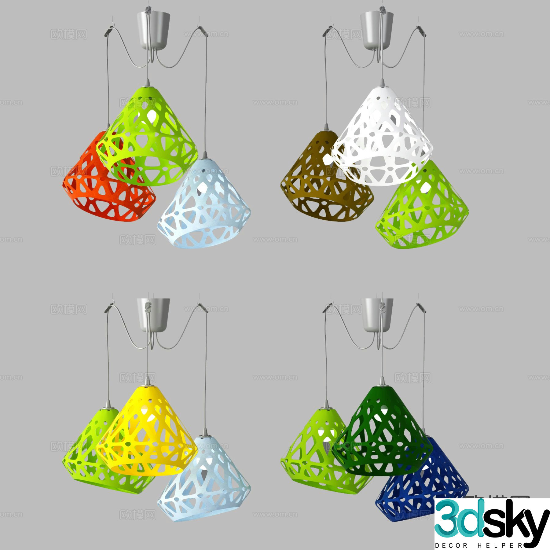 Industrial style decorative lamp colored lamp 3d model