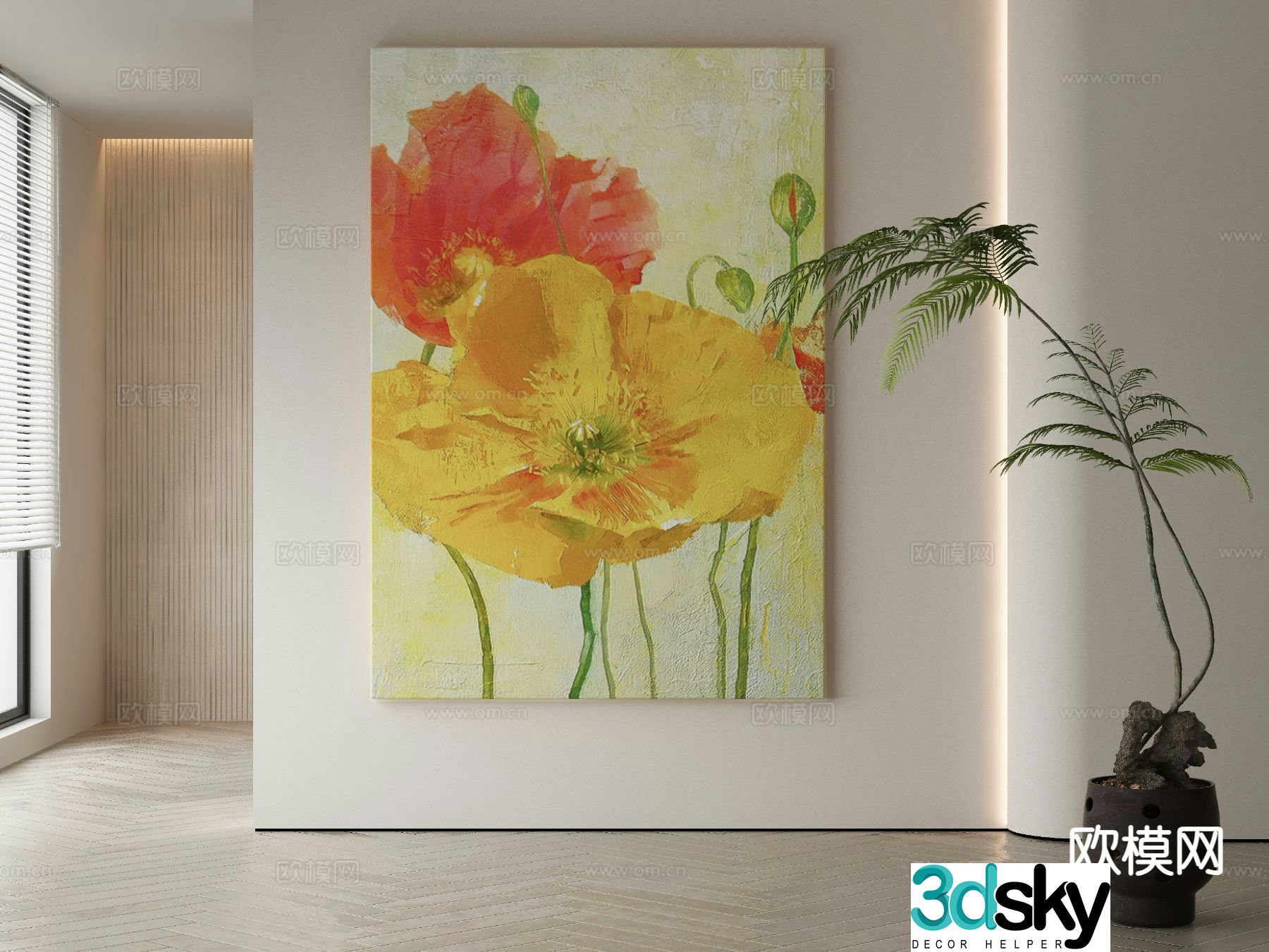 Wabi-sabi painting texture painting decorative painting hanging painting 3D model