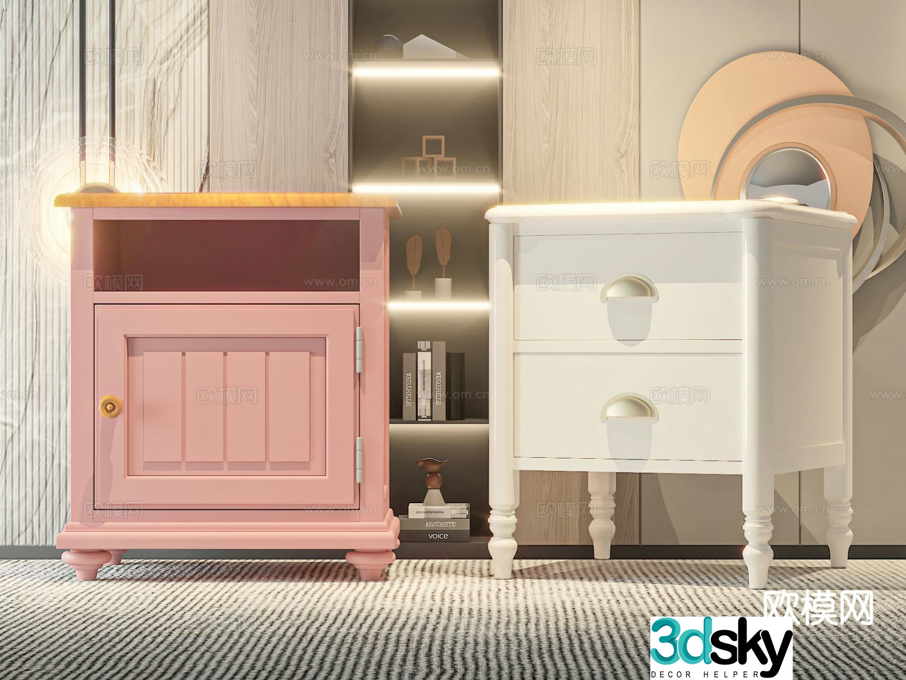 European style bedside table 3d model