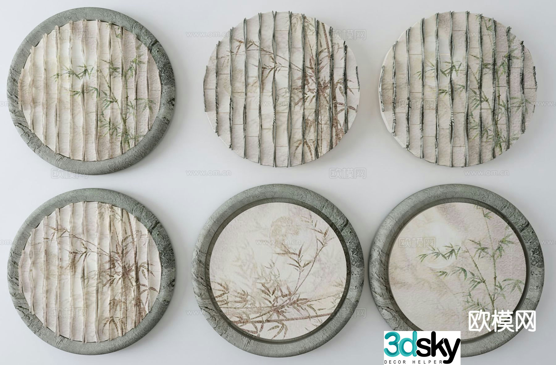 New Chinese style wall decoration round hanging decoration 3D model