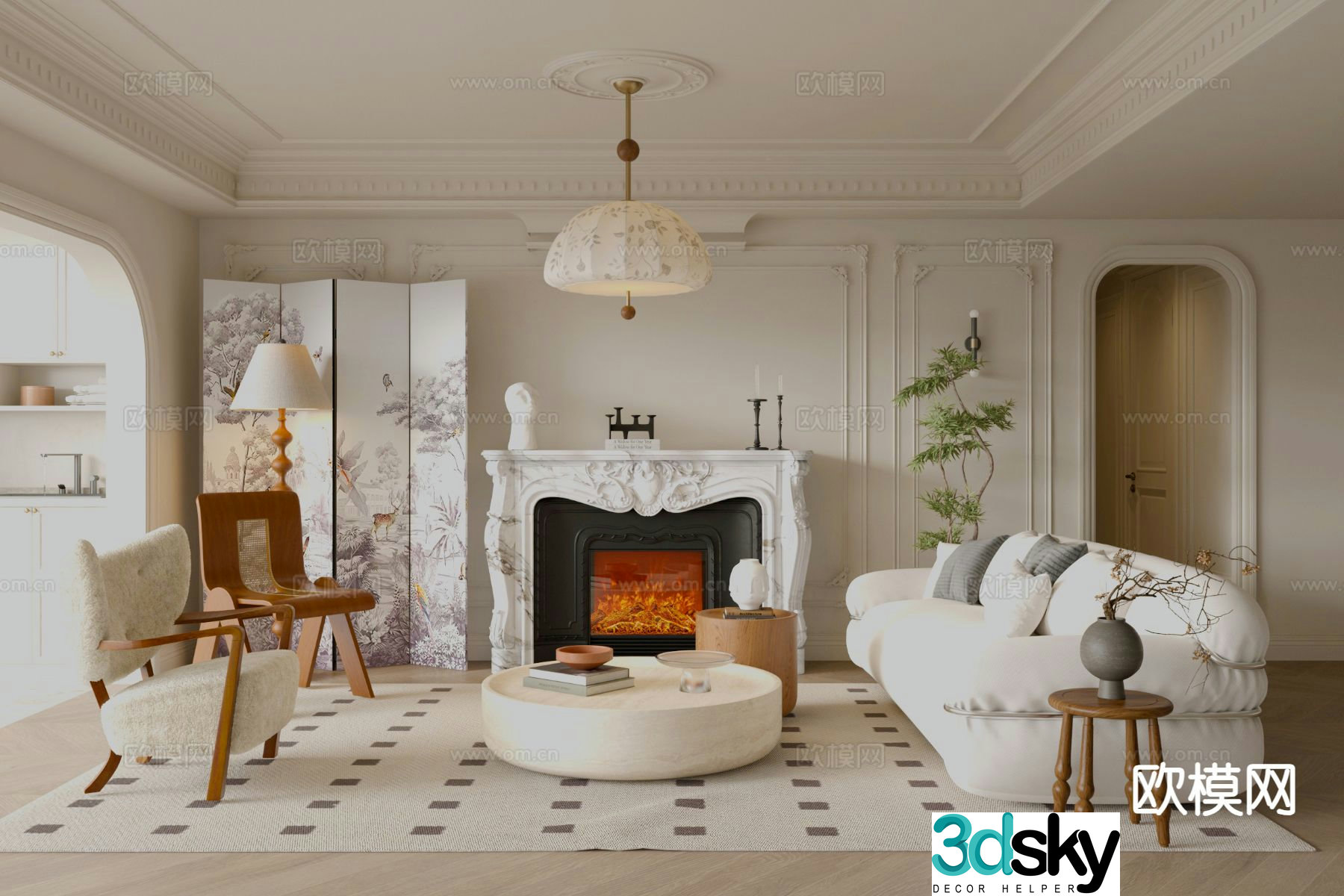 Medieval style living room 3D model