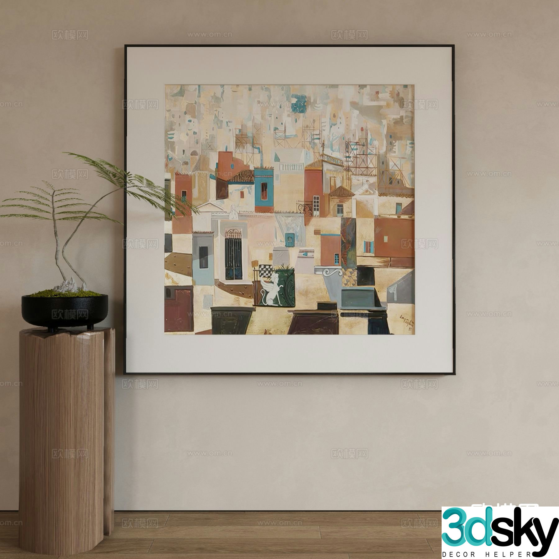 Wabi-sabi art painting landscape painting decorative painting 3d model