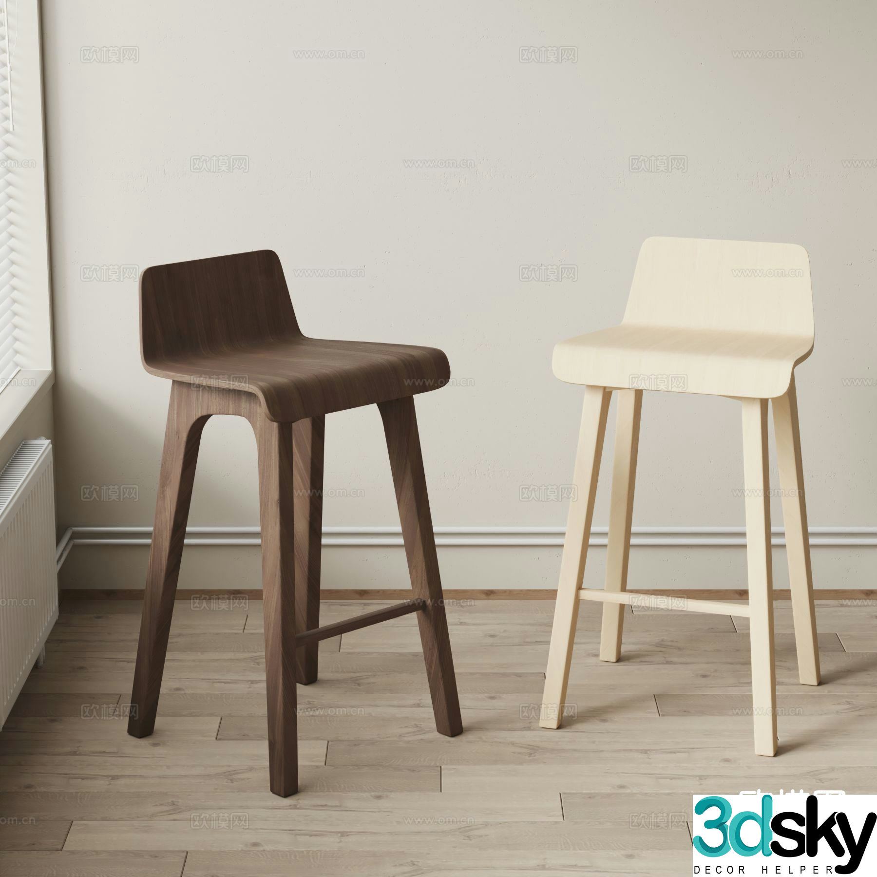 kvadro modern bar stool bar stool 3d model