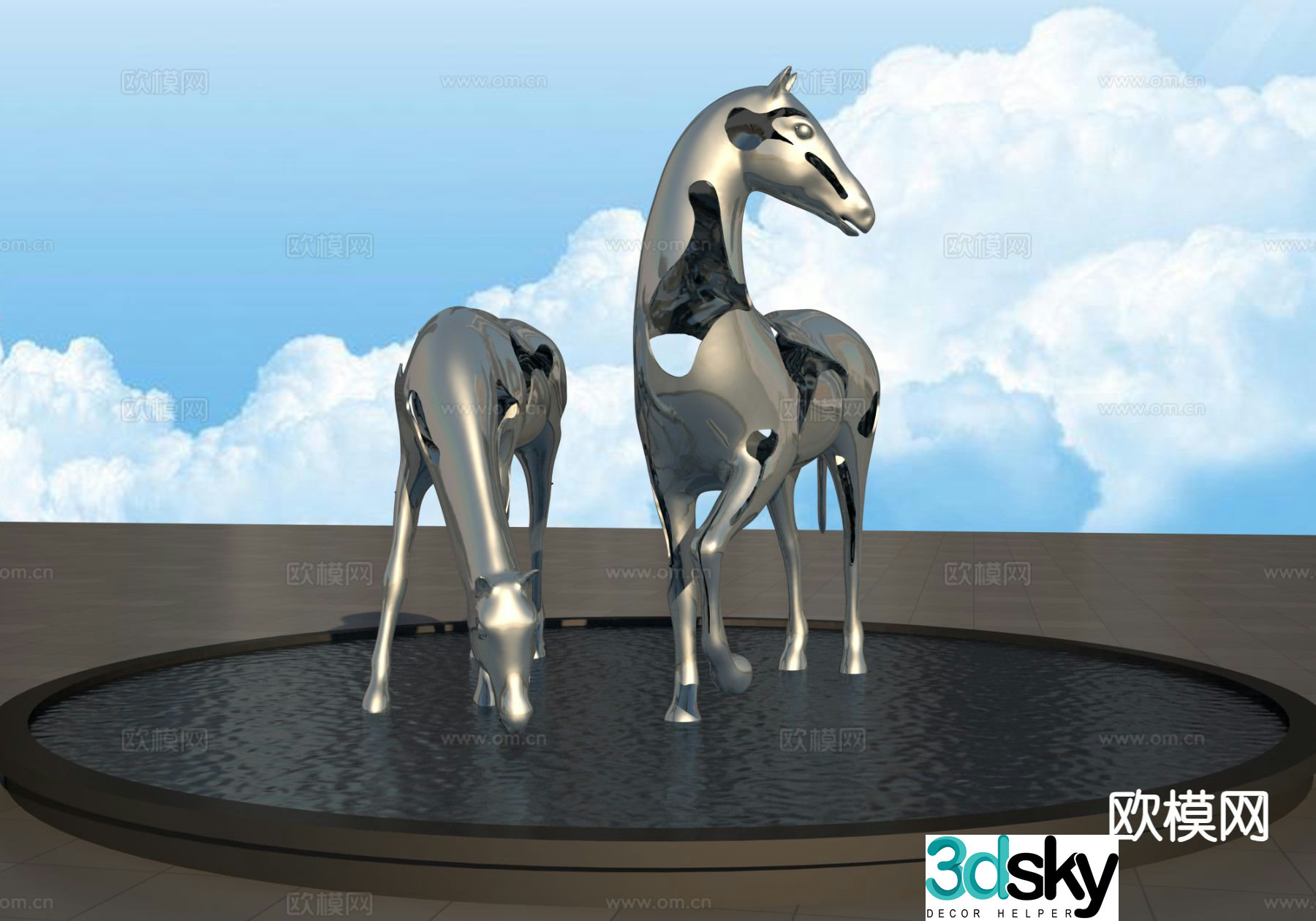 Hollow horse sculpture urban sculpture 3d model