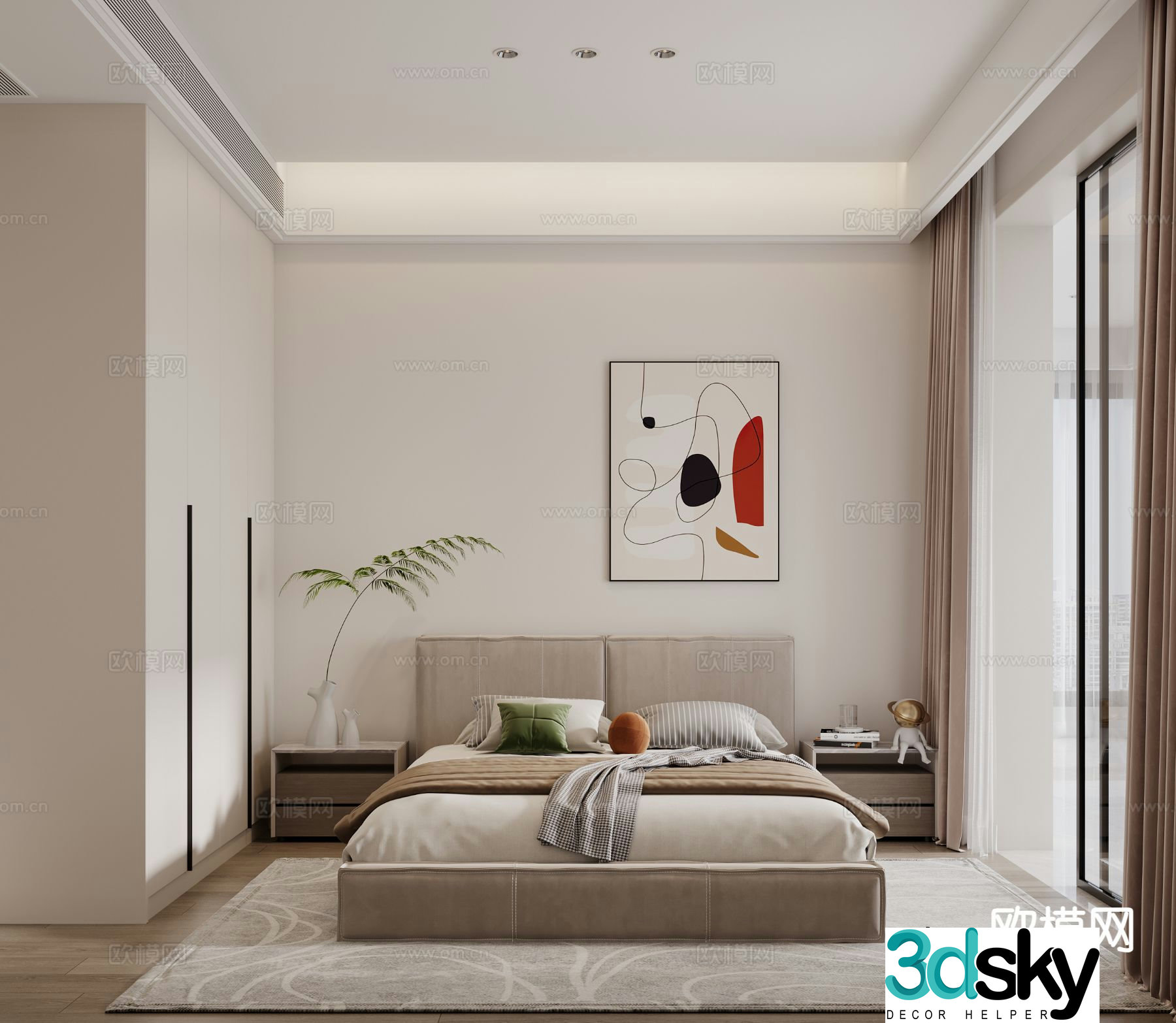 Modern bedroom master bedroom 3d model