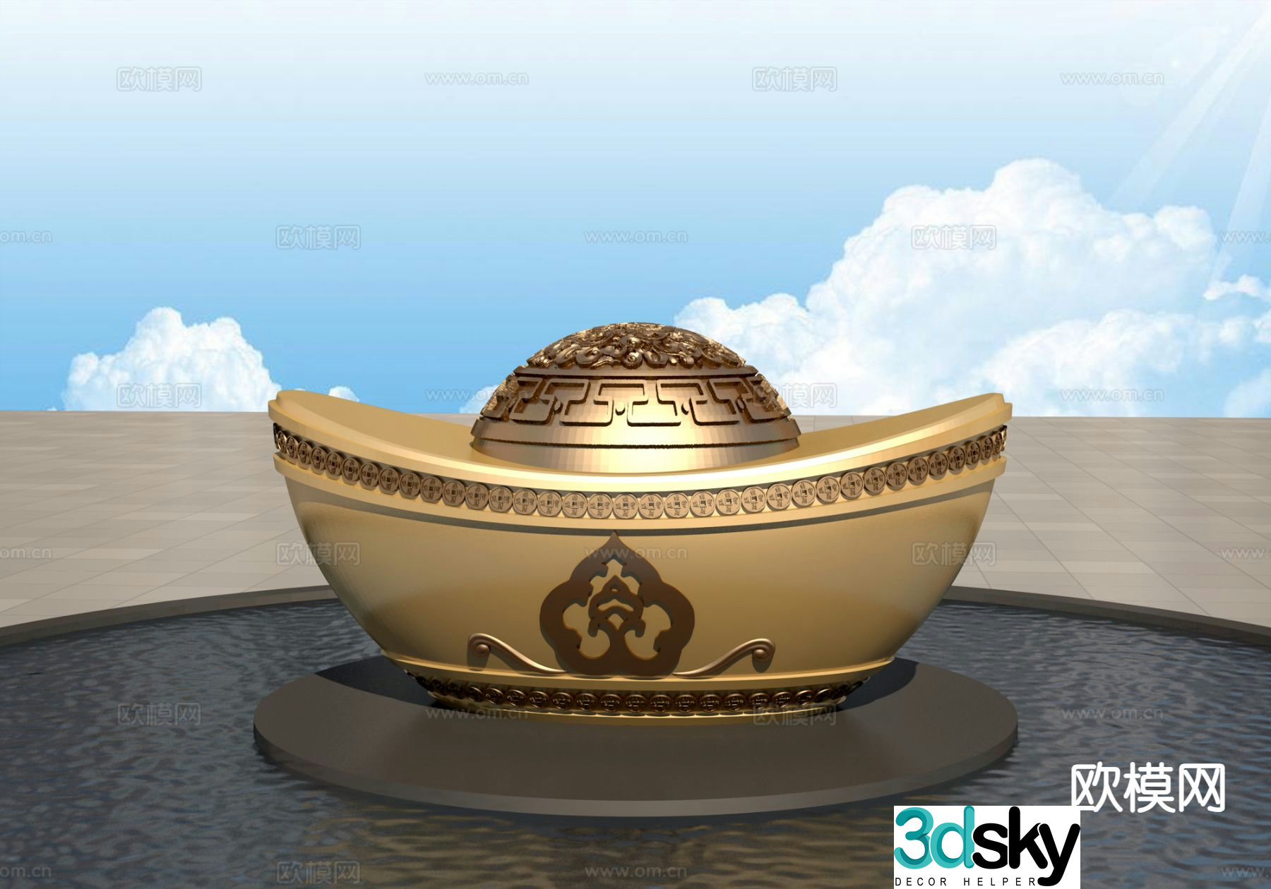 Chinese ingot sculpture urban sculpture 3d model