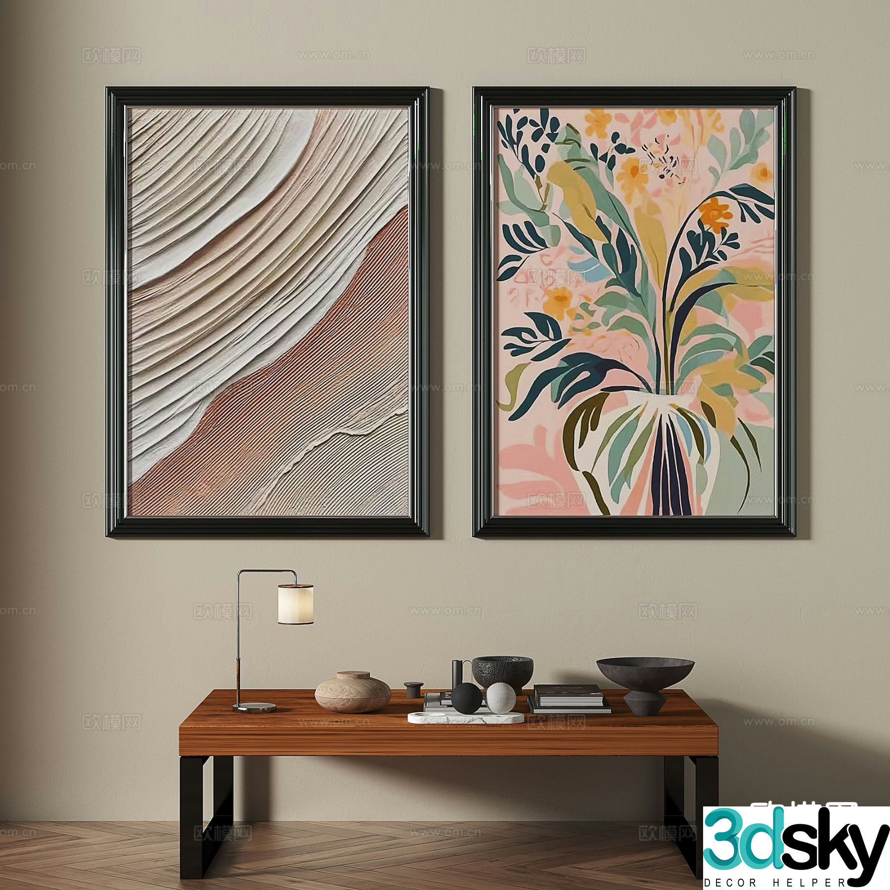 French retro painting texture painting decorative painting 3d model
