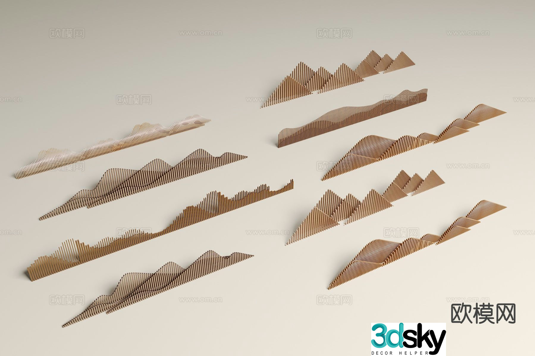 New Chinese style landscape wall park landscape wall 3D model
