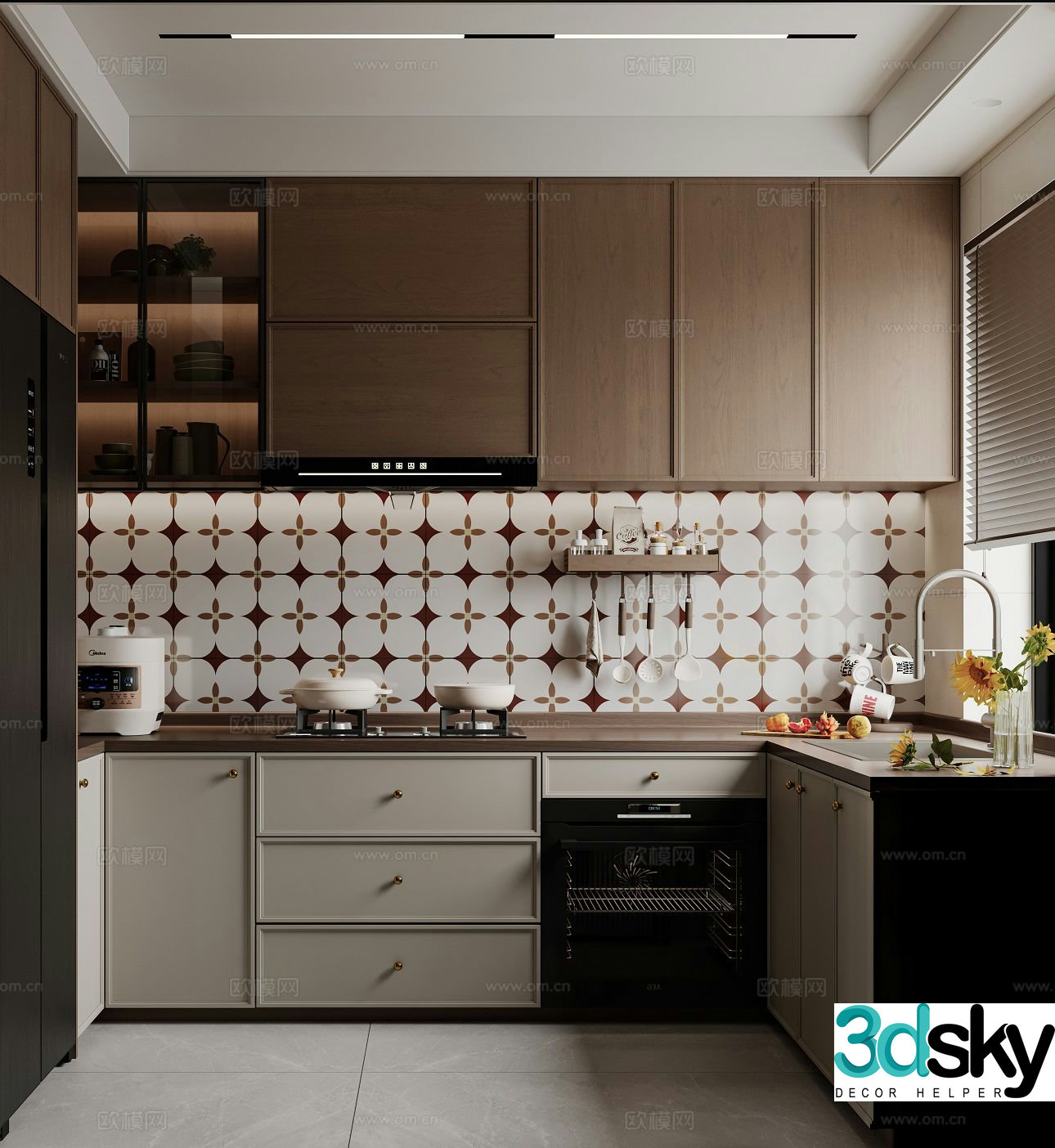 Medieval style kitchen cabinet 3d model