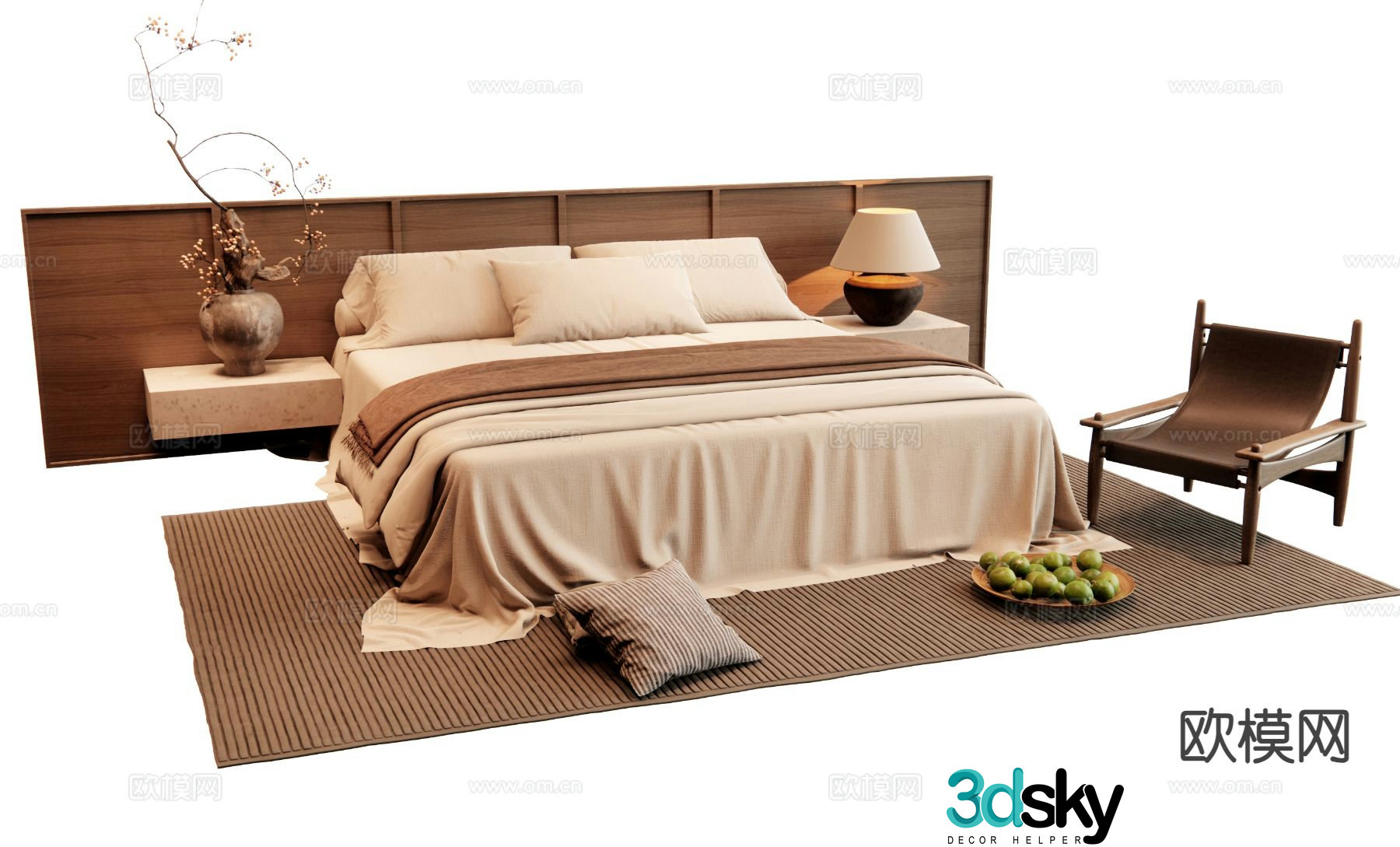Medieval style double bed 3d model