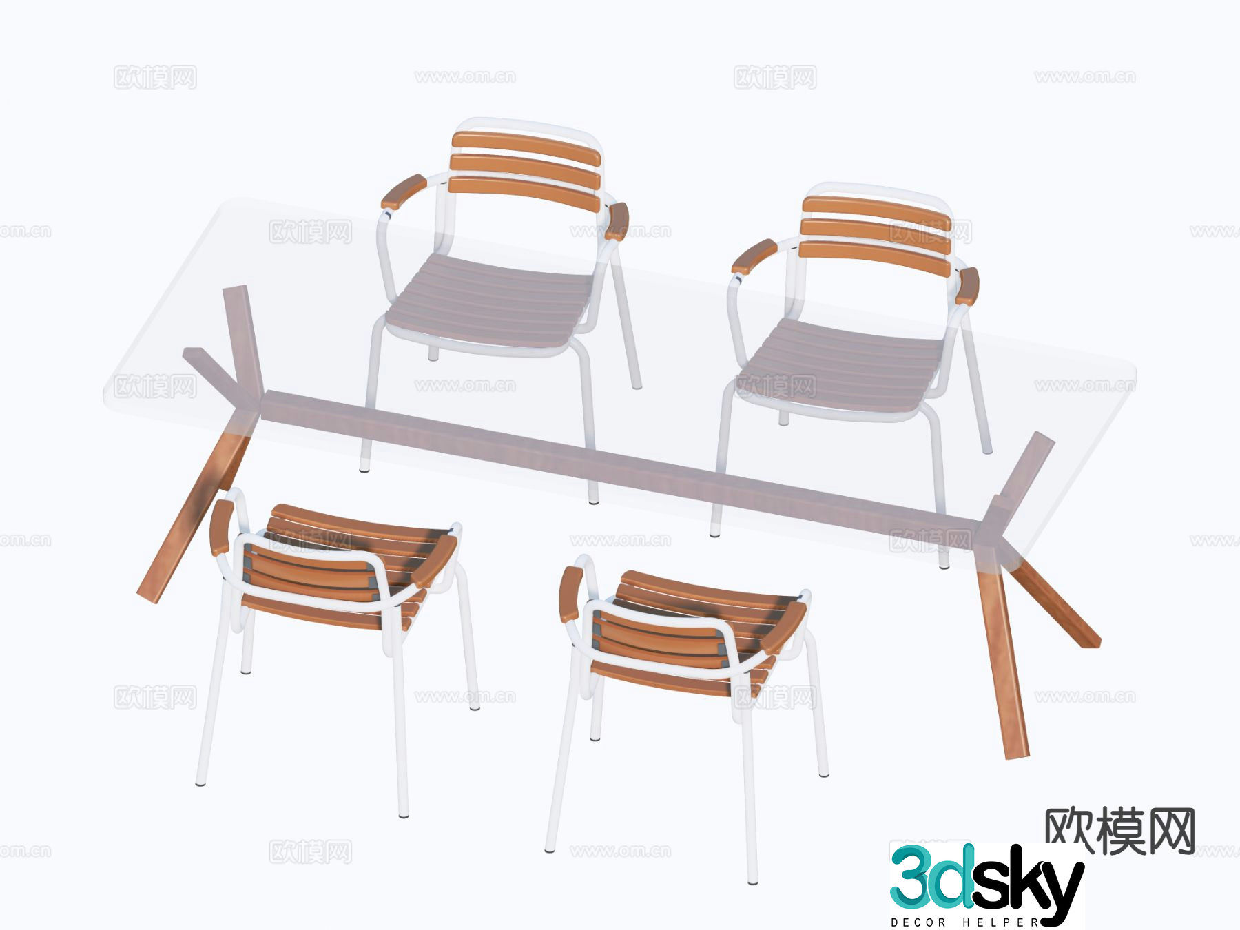 Outdoor tables and chairs glass tables and chairs 3d model