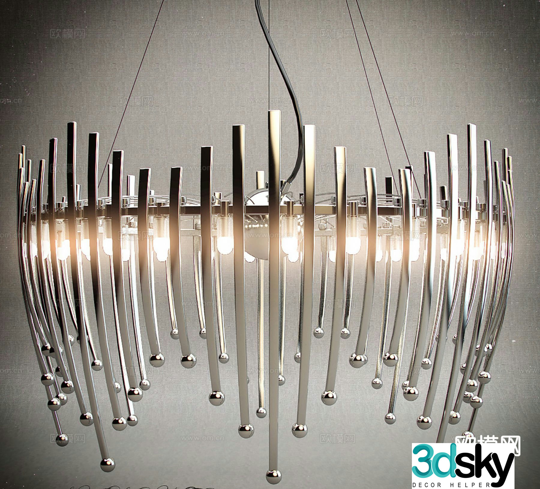 Light luxury chandelier hall chandelier 3d model