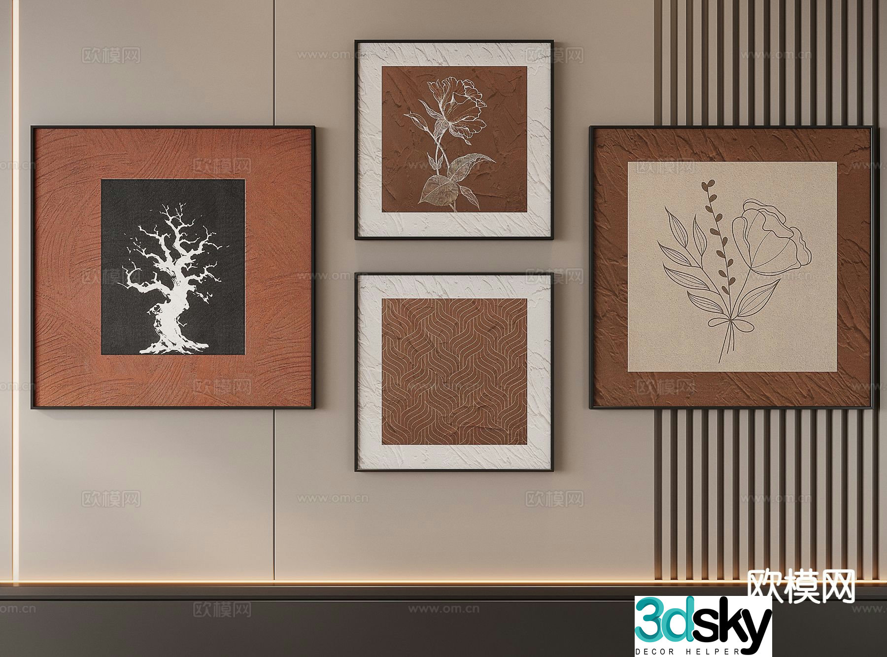 Medieval style combination painting hanging painting 3d model