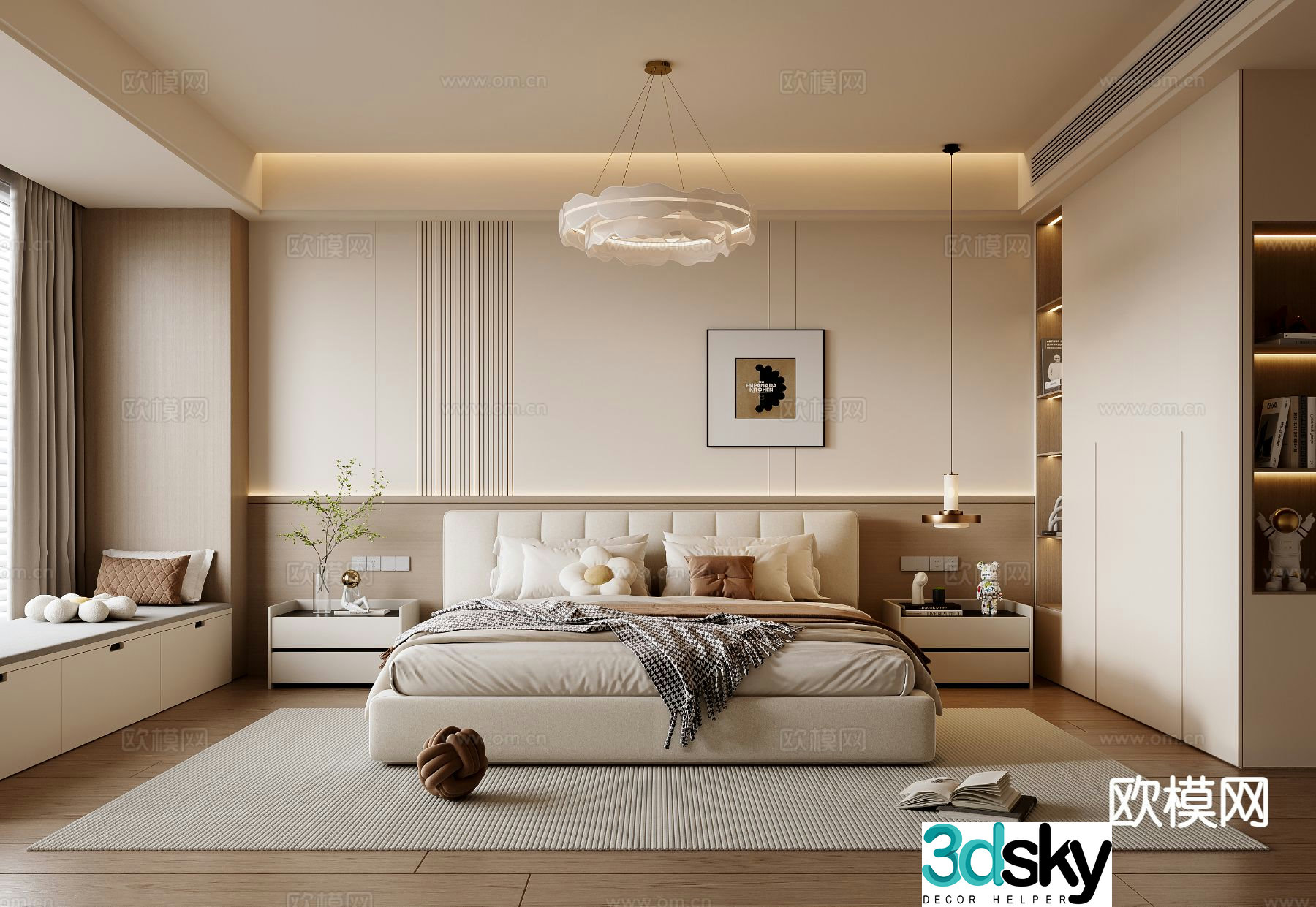 Cream style bedroom master bedroom 3d model