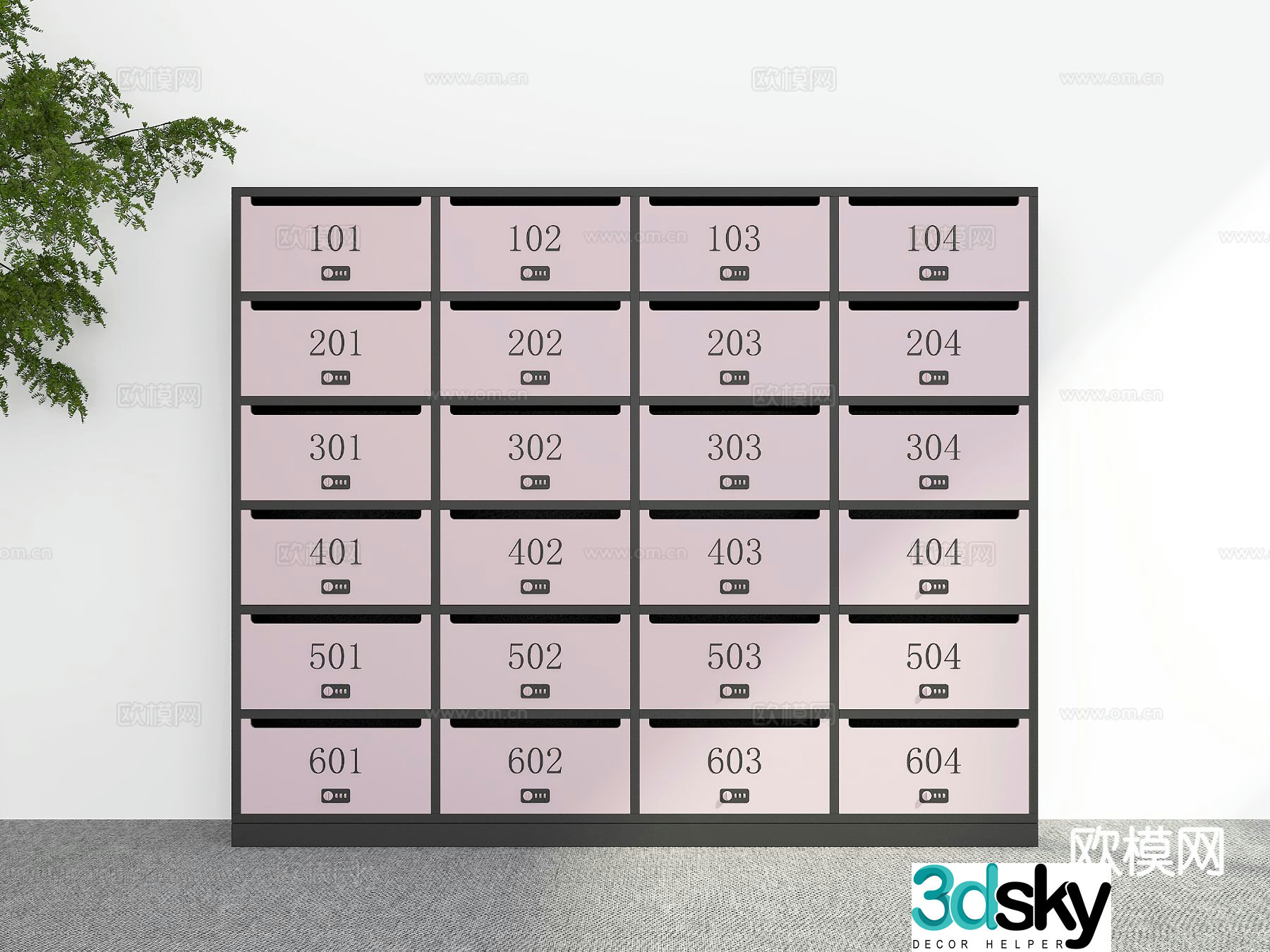 Modern mailbox locker 3d model
