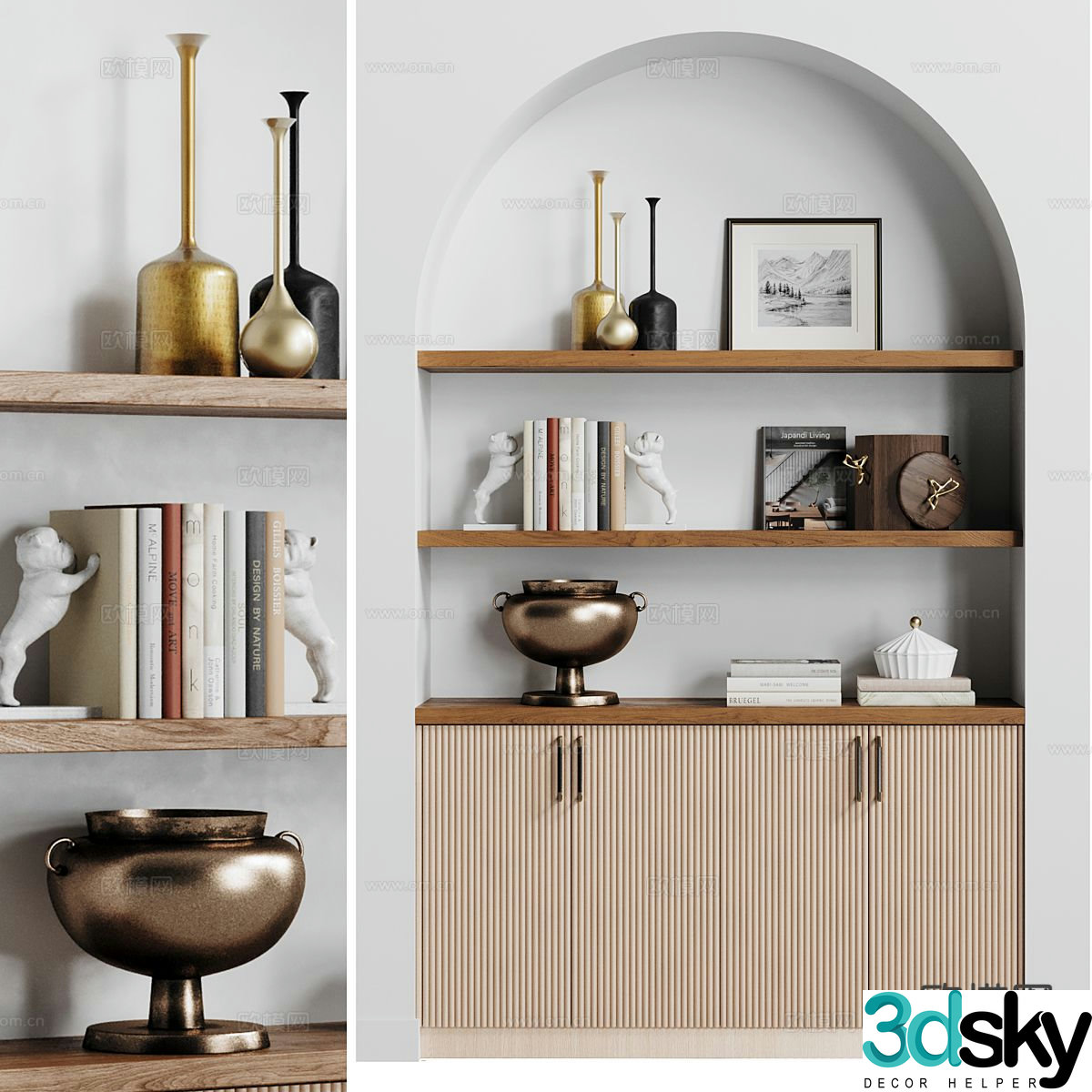 Modern decorations ornaments books paintings crafts 3D model