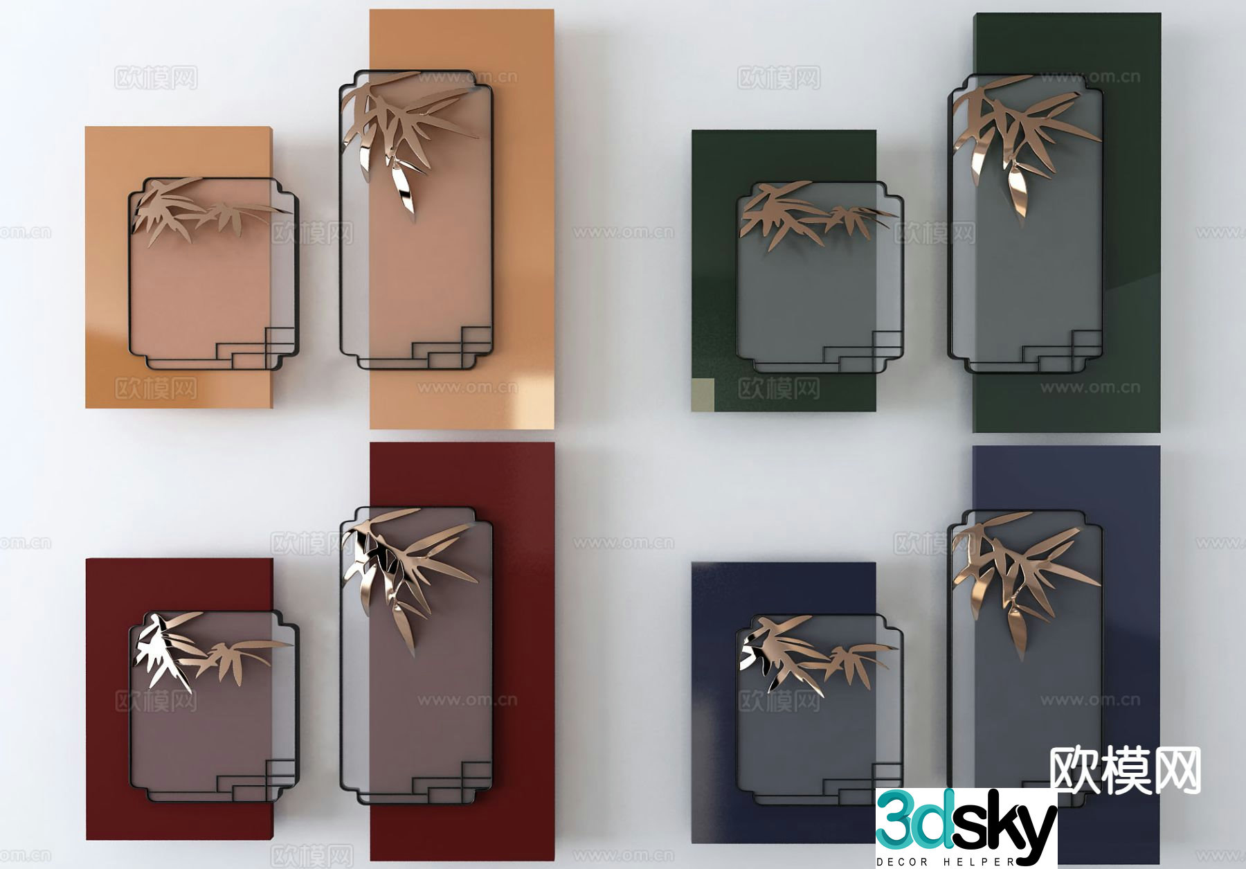 New Chinese style wall decoration three-dimensional hanging decoration 3D model