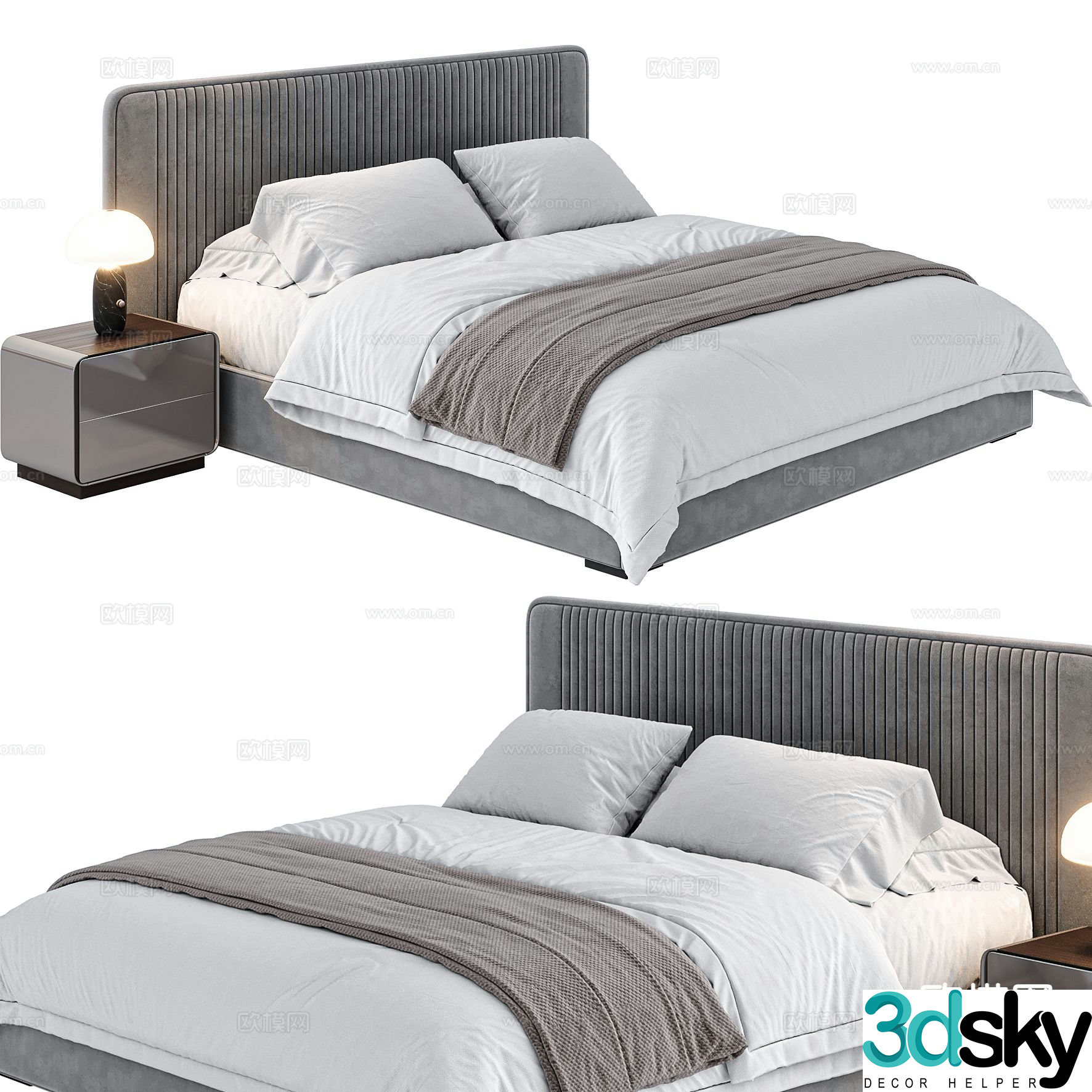 Modern double bed 3d model