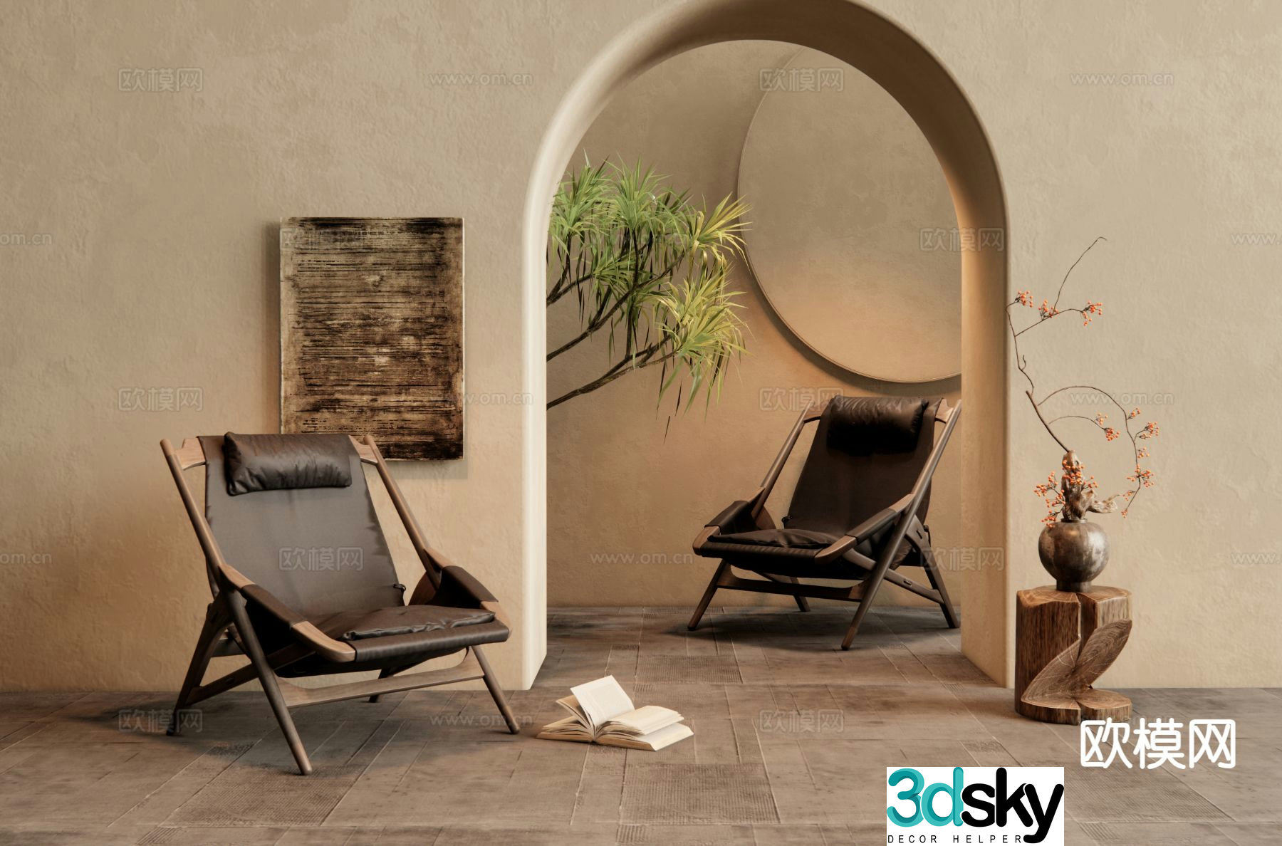 Wabi-sabi chair leisure chair 3d model
