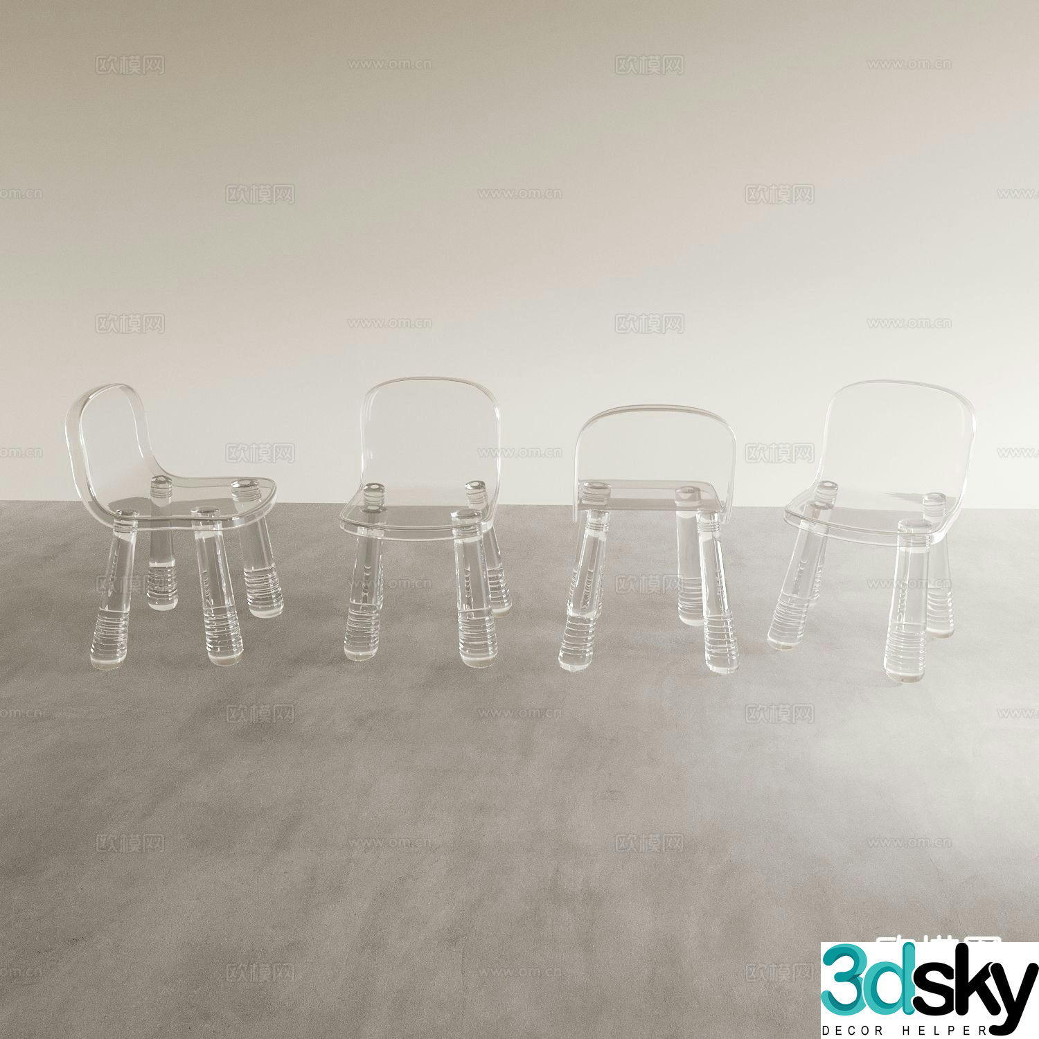 Acrylic chair dining chair 3d model