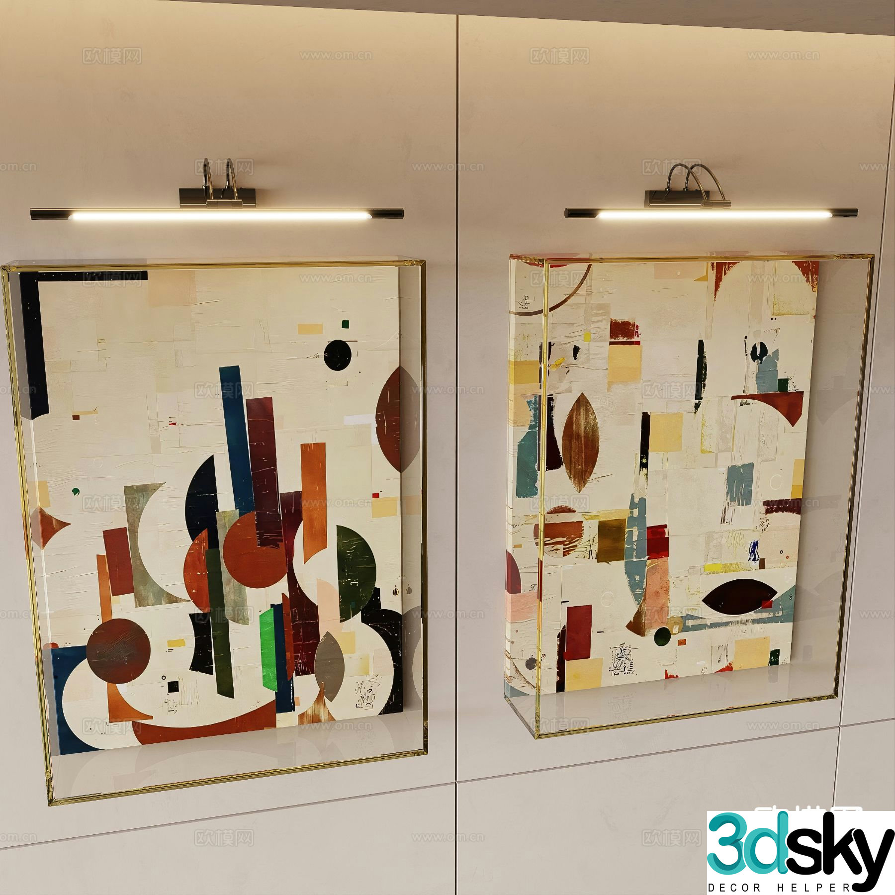 Wabi-sabi painting decorative painting texture painting hanging painting 3D model