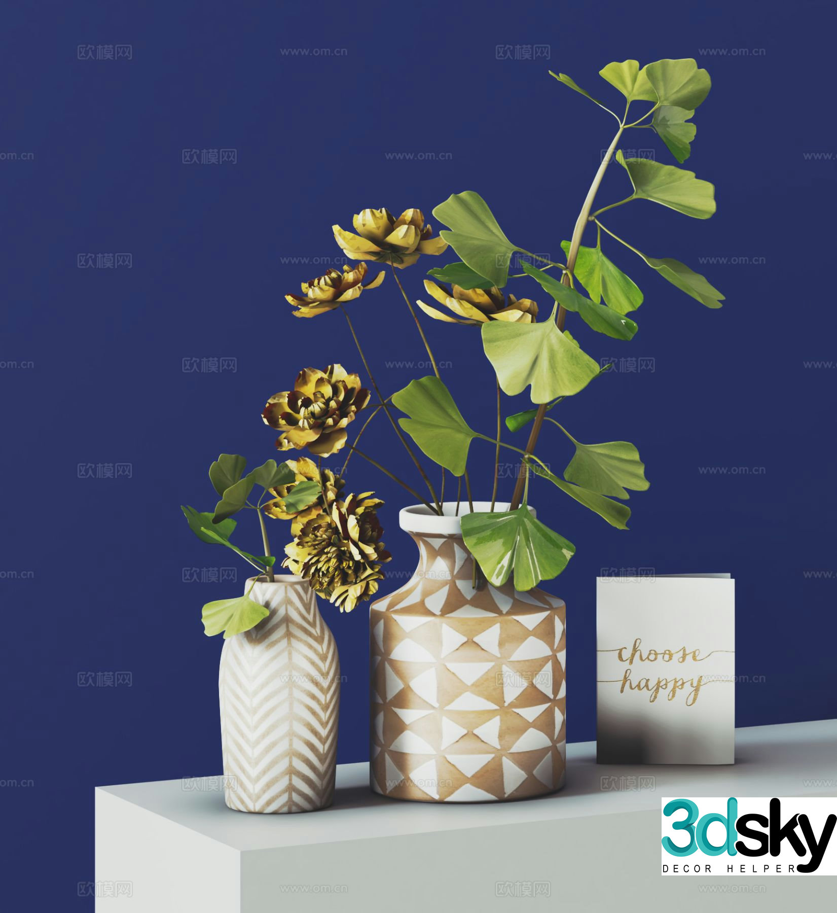 Modern vase flowers flower arrangement ornaments 3d model