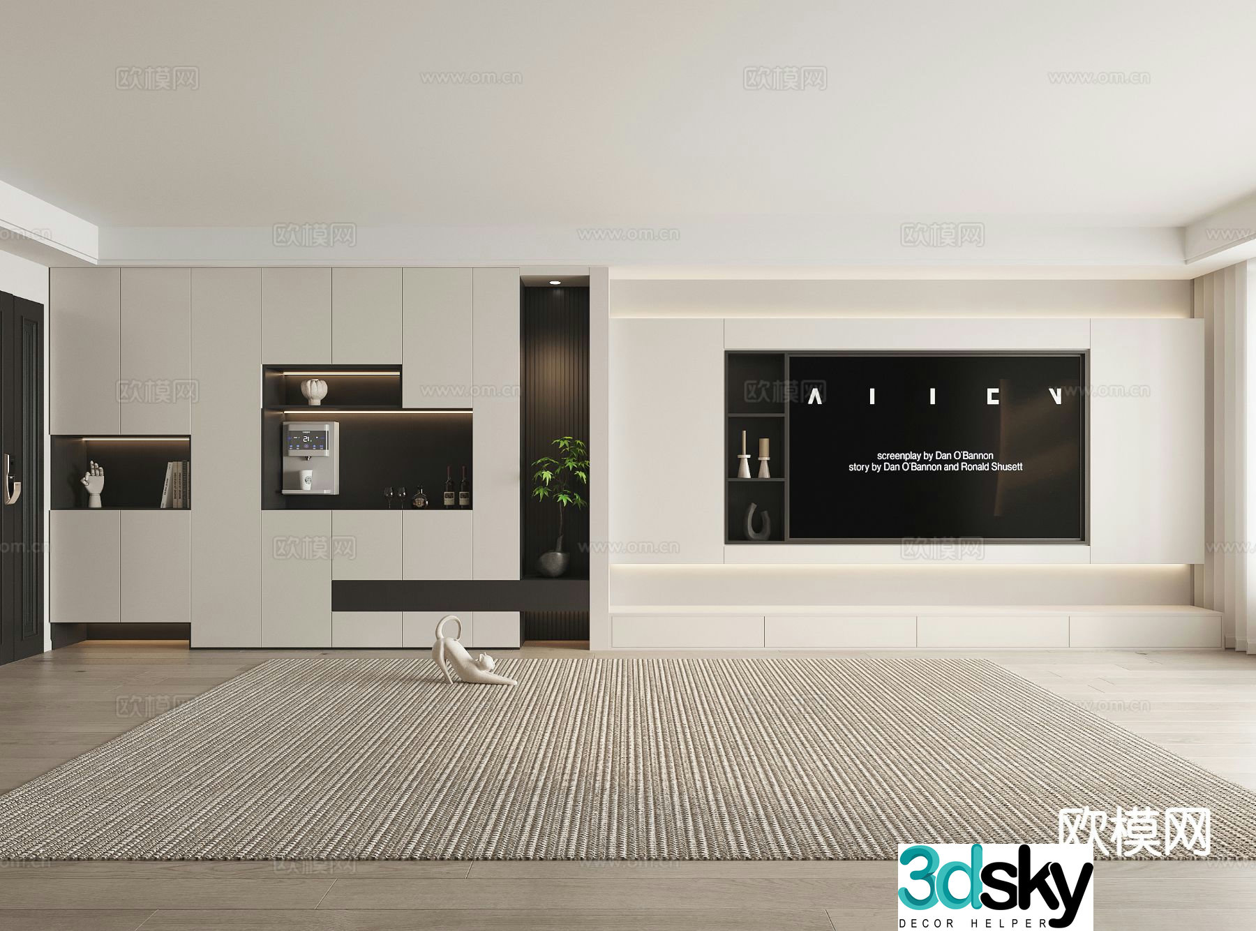 Shoe cabinet TV cabinet integrated cabinet hall cabinet customized 3D model