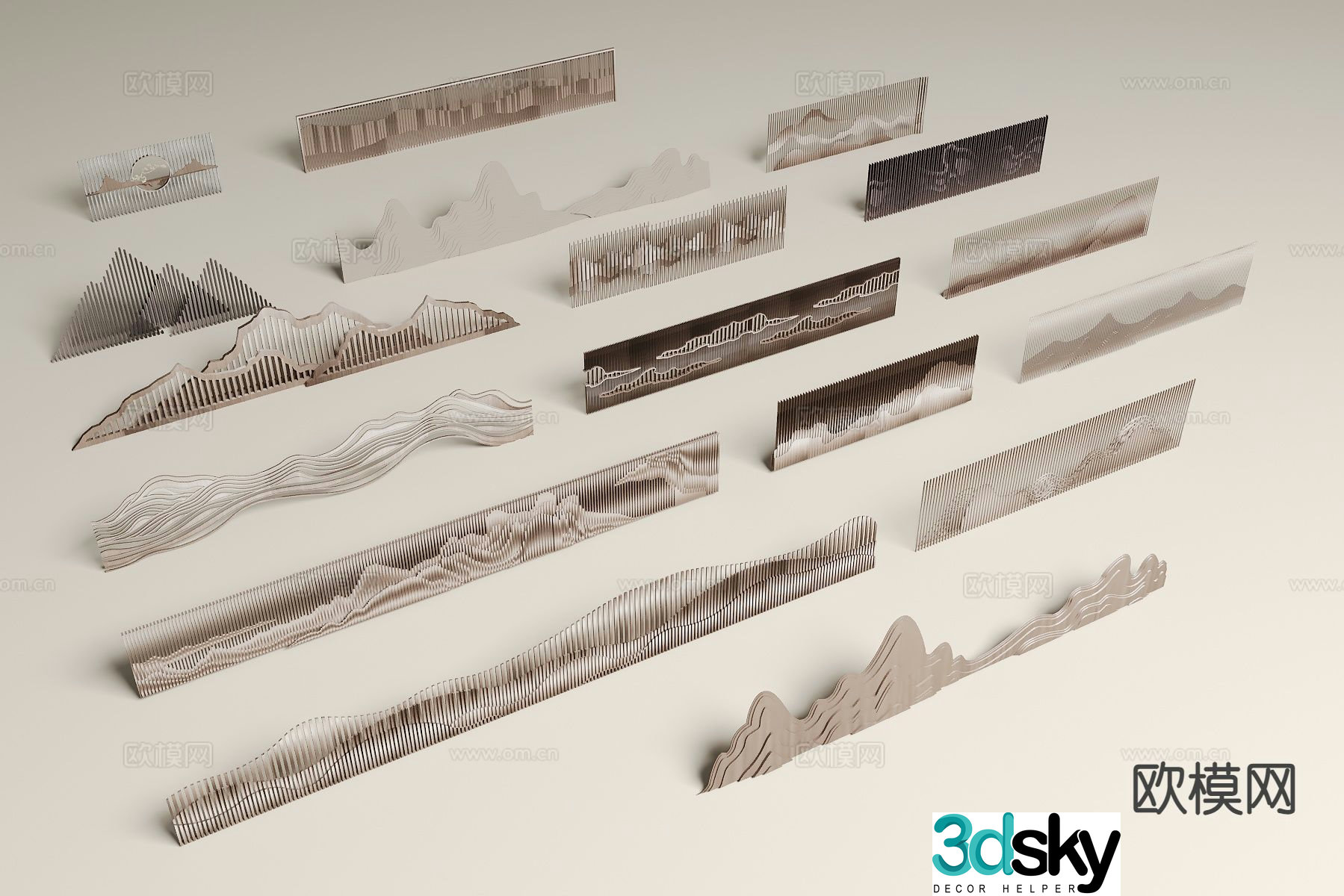 New Chinese style landscape wall entrance landscape wall 3D model