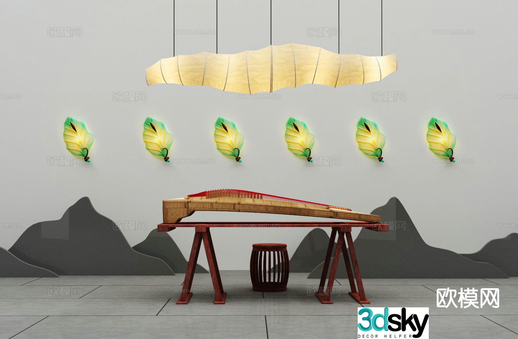 New Chinese style chandelier art chandelier 3d model
