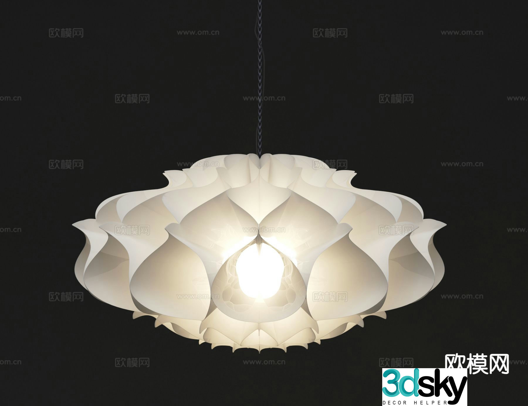 Cream style chandelier flower chandelier 3d model